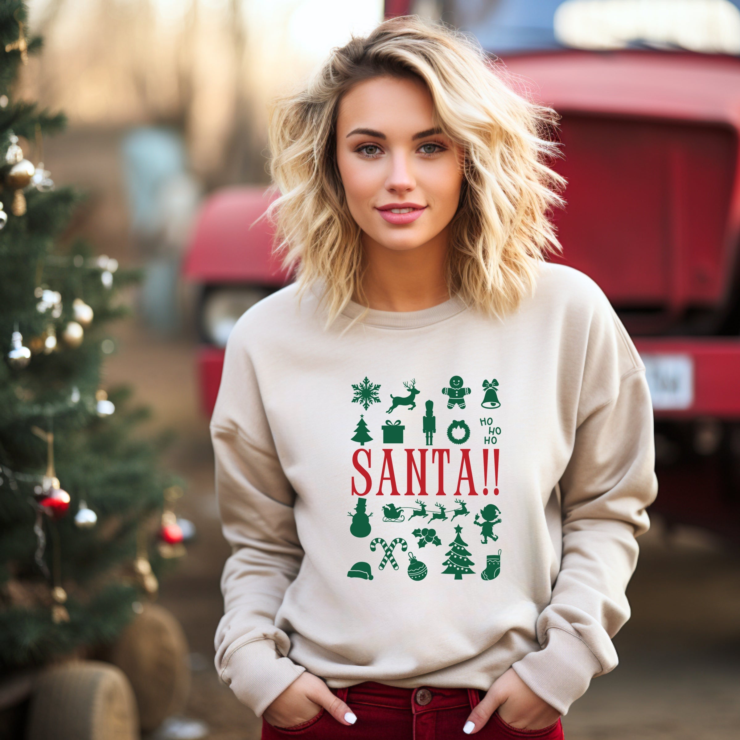 Santa Christmas Icons -  Womens Sweatshirt
