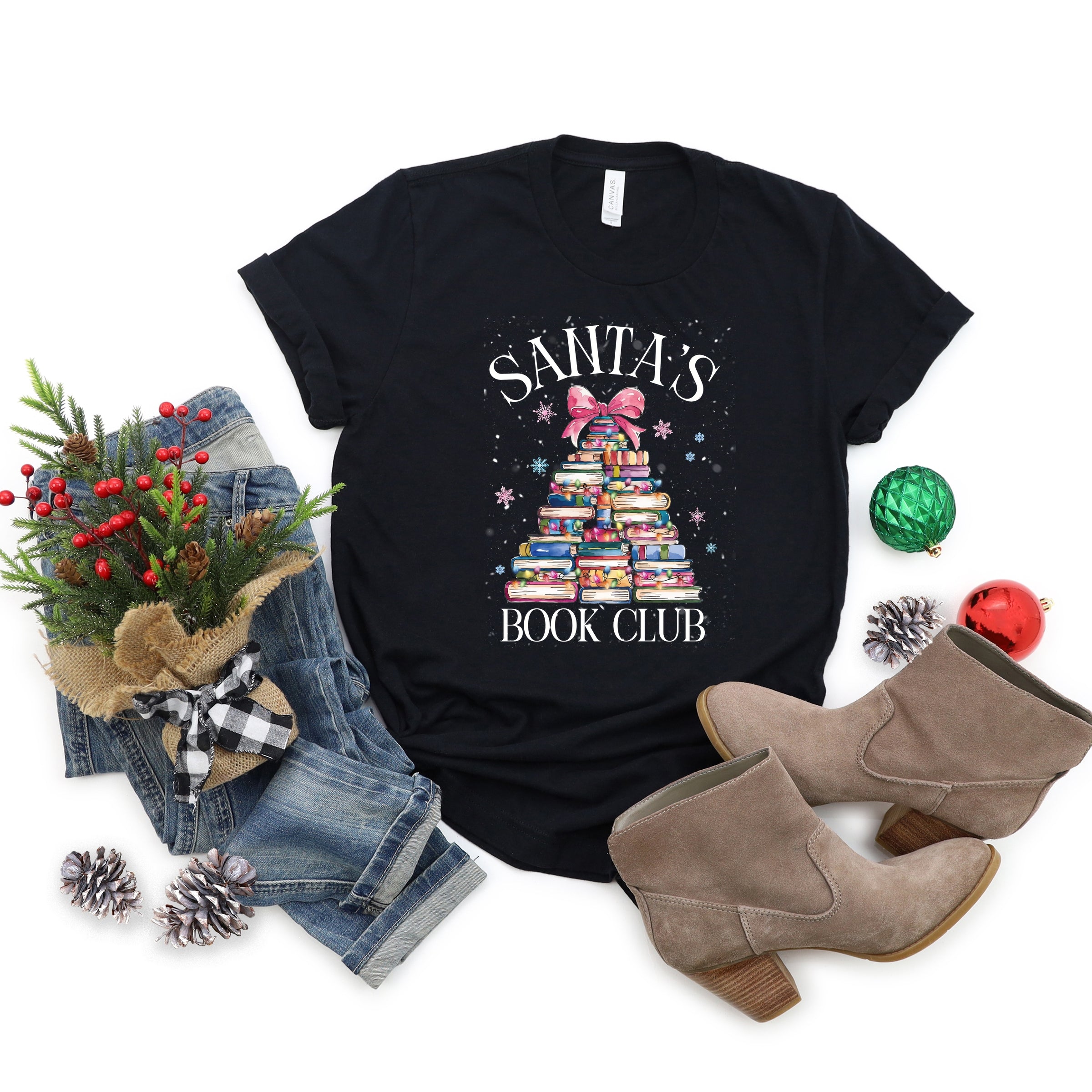 Santa's Book Club - Women's Short Sleeve Tee