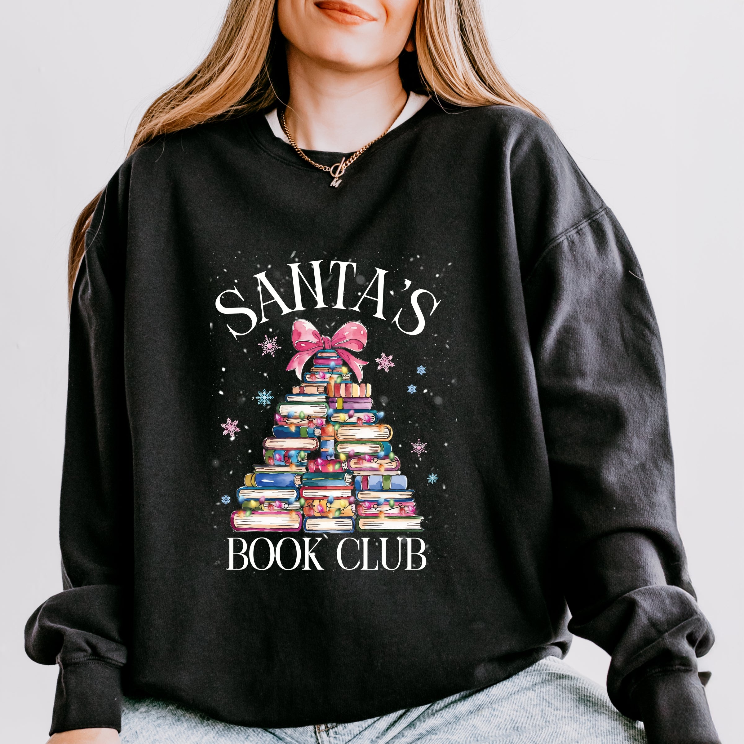Santa's Book Club - Women's Lightweight Garment Dyed Sweatshirt