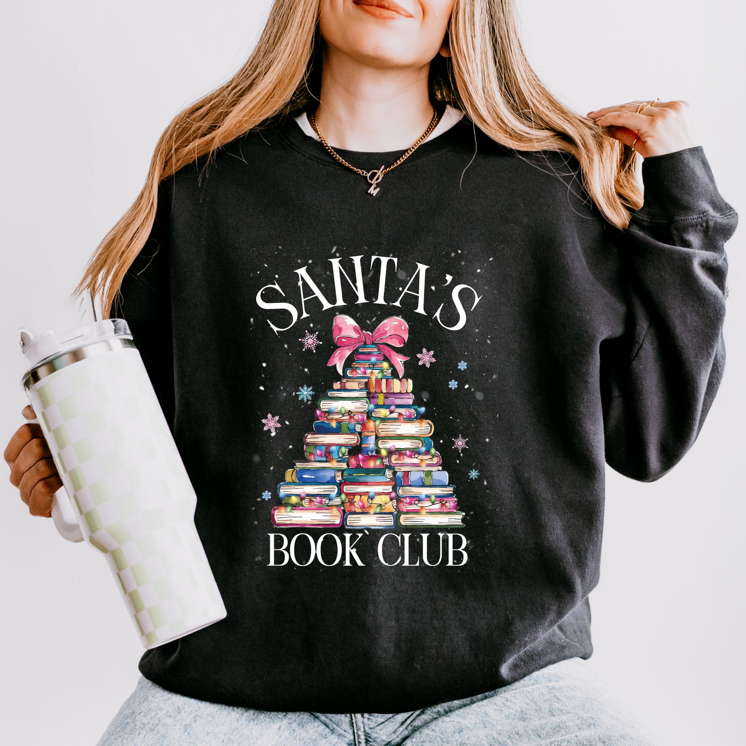 Santa's Book Club - Women's Lightweight Garment Dyed Sweatshirt