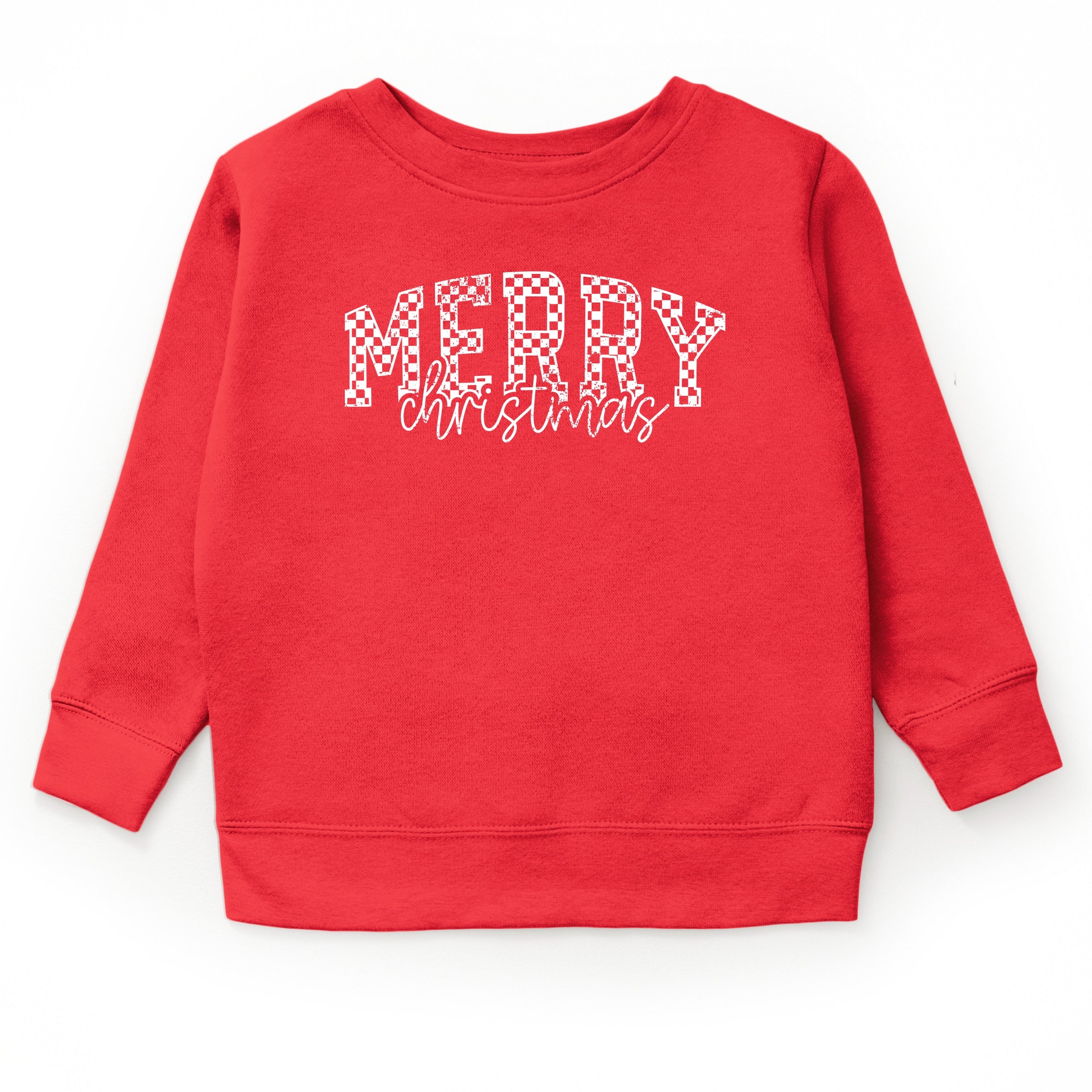 Merry Christmas Varsity Checkered - Youth Graphic Sweatshirt