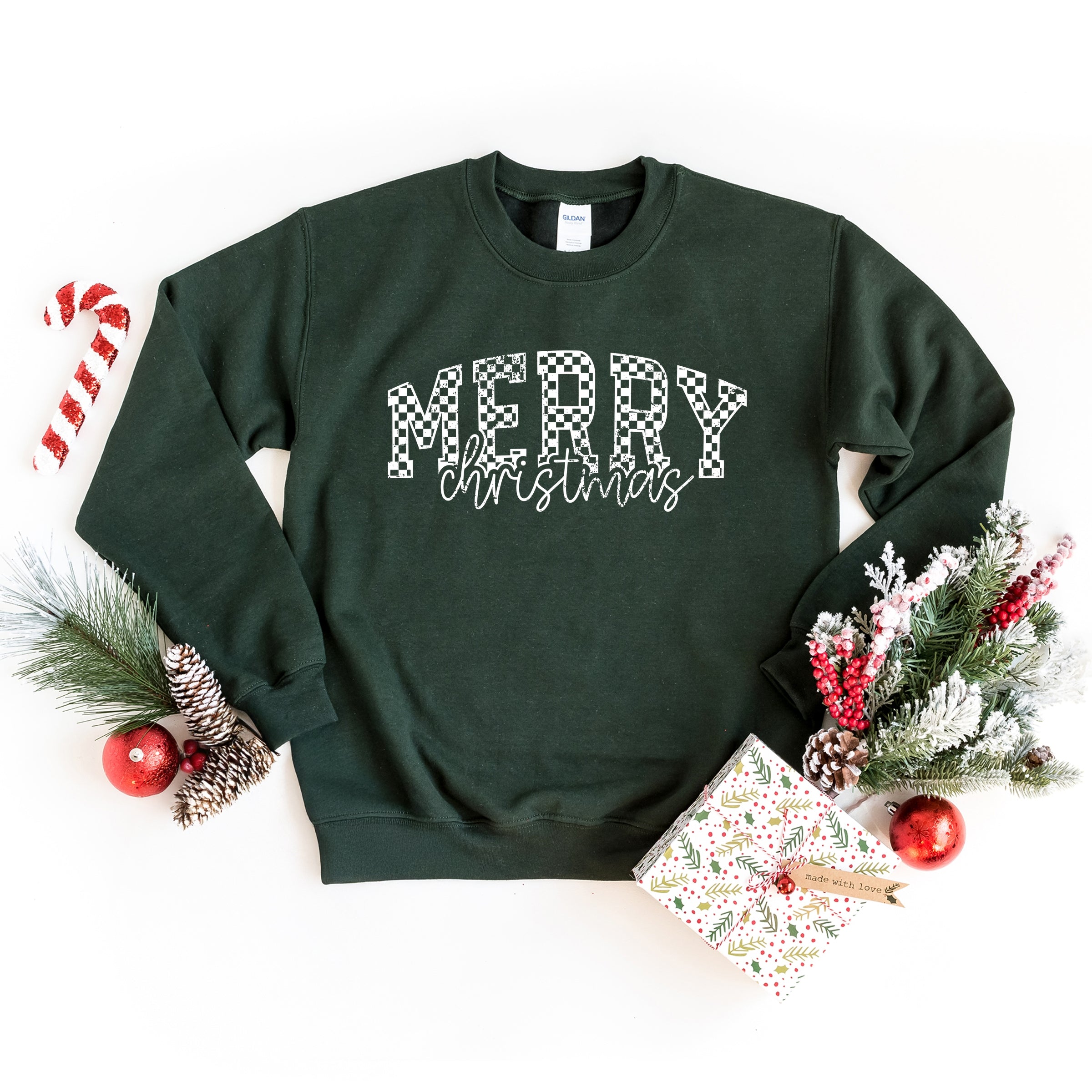 Merry Christmas Varsity Checkered - Sweatshirt