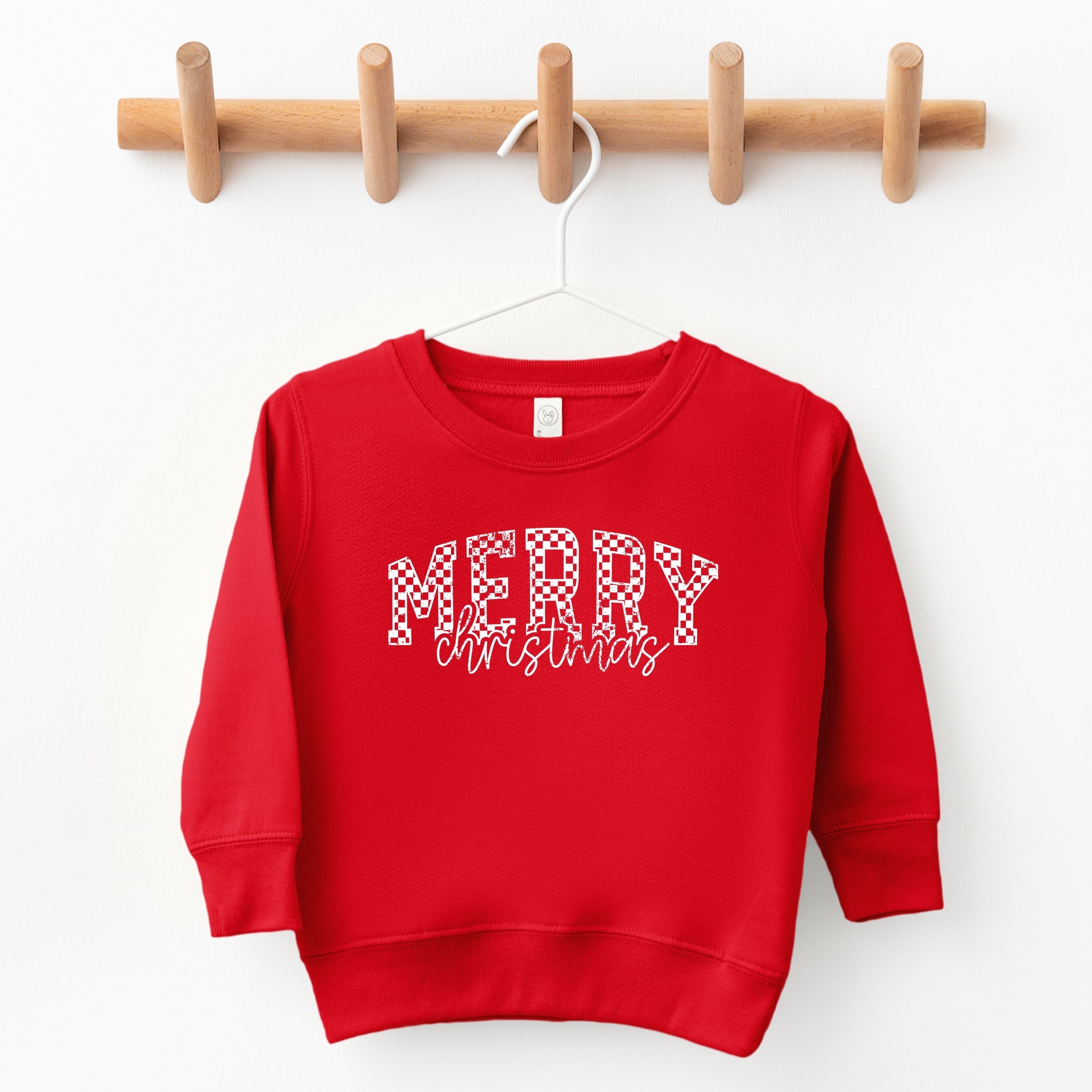 Merry Christmas Varsity Checkered - Toddler Graphic Sweatshirt