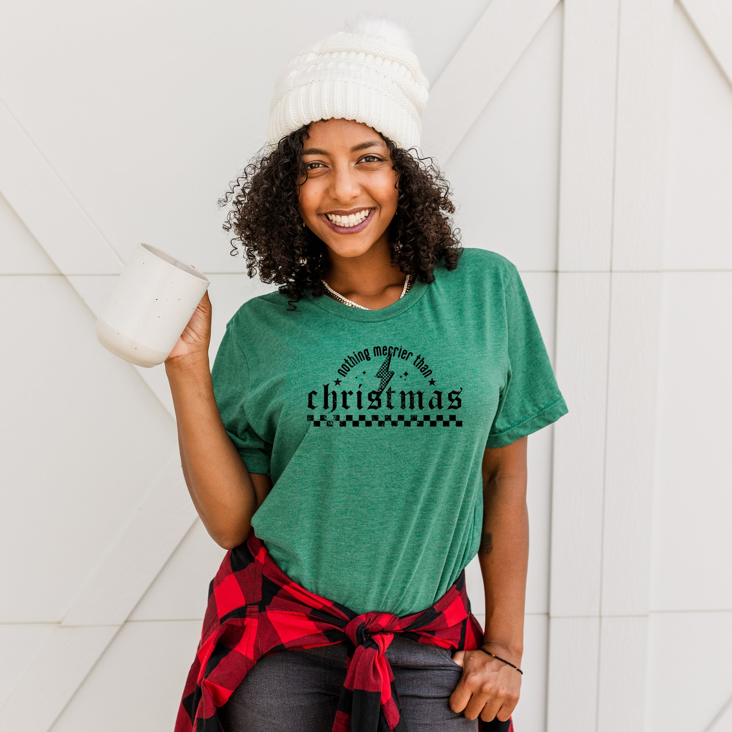 Nothing Merrier Than Christmas Grunge - Short Sleeve Tee