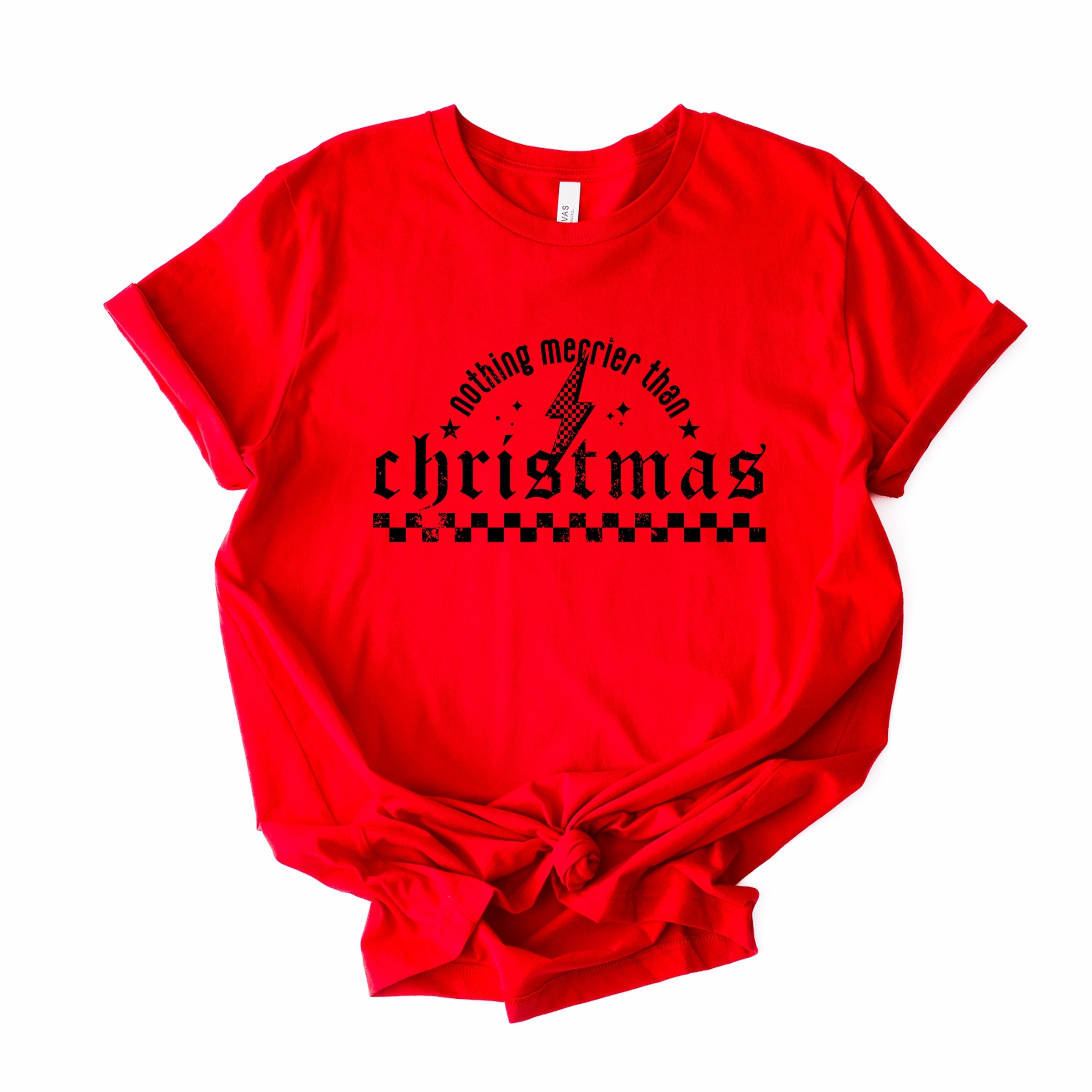 Nothing Merrier Than Christmas Grunge - Short Sleeve Tee
