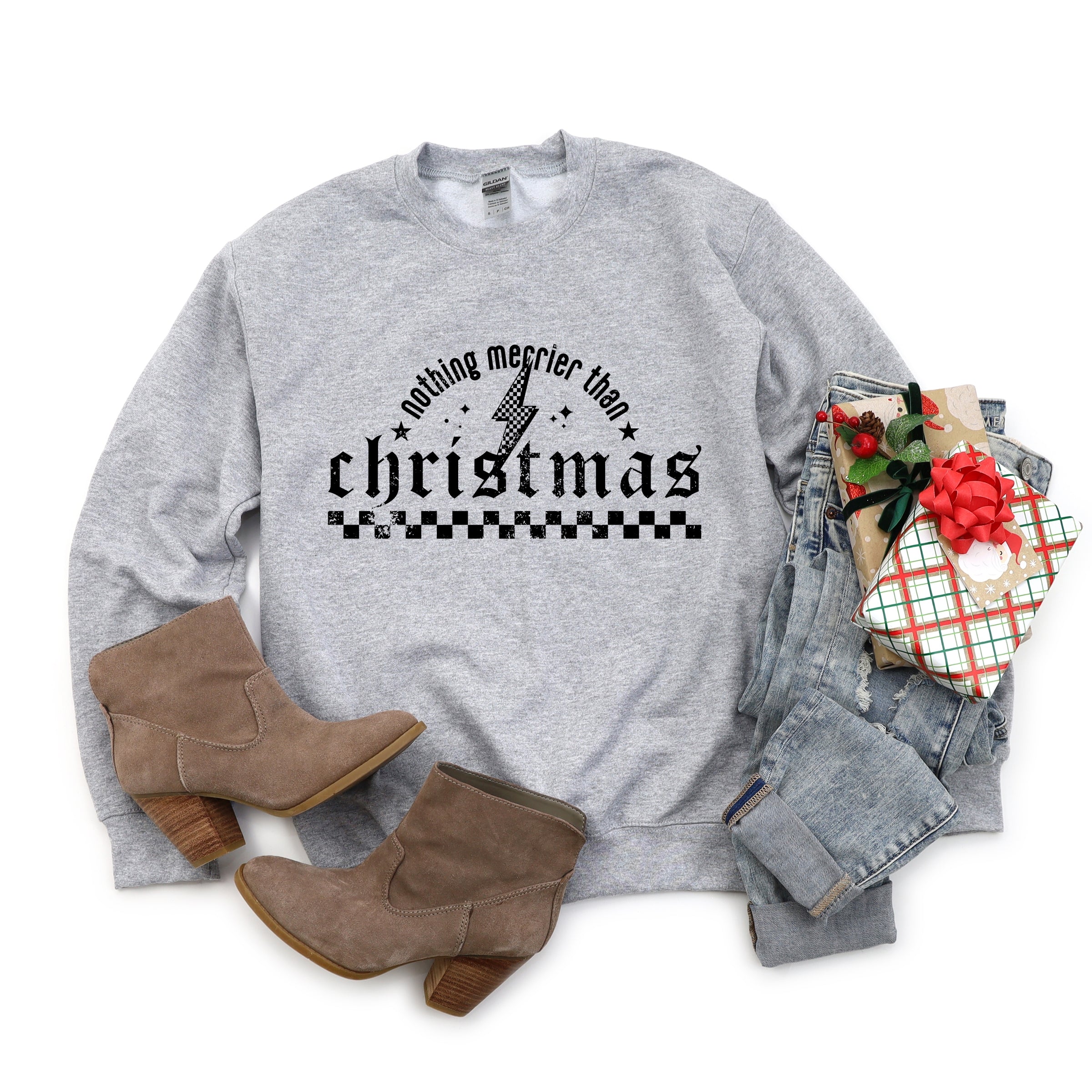 Nothing Merrier Than Christmas Grunge - Sweatshirt