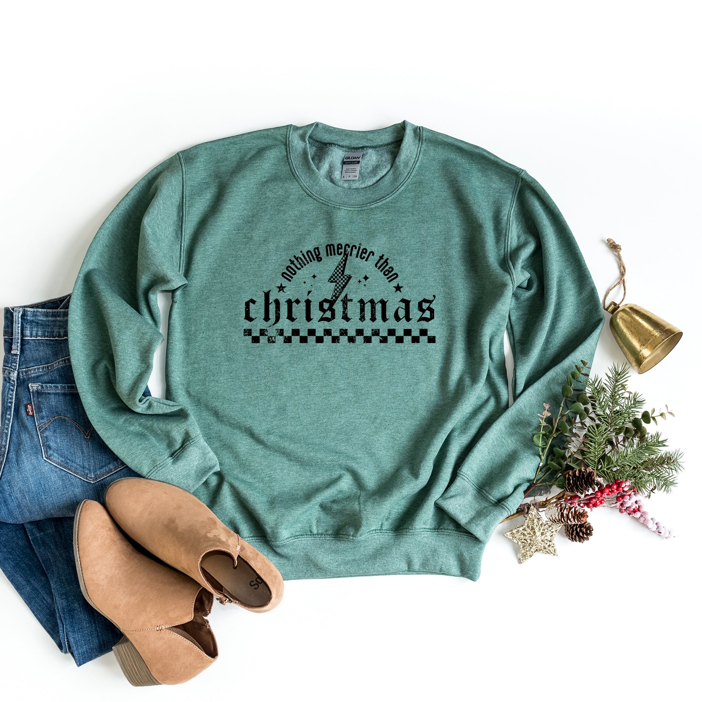 Nothing Merrier Than Christmas Grunge - Sweatshirt