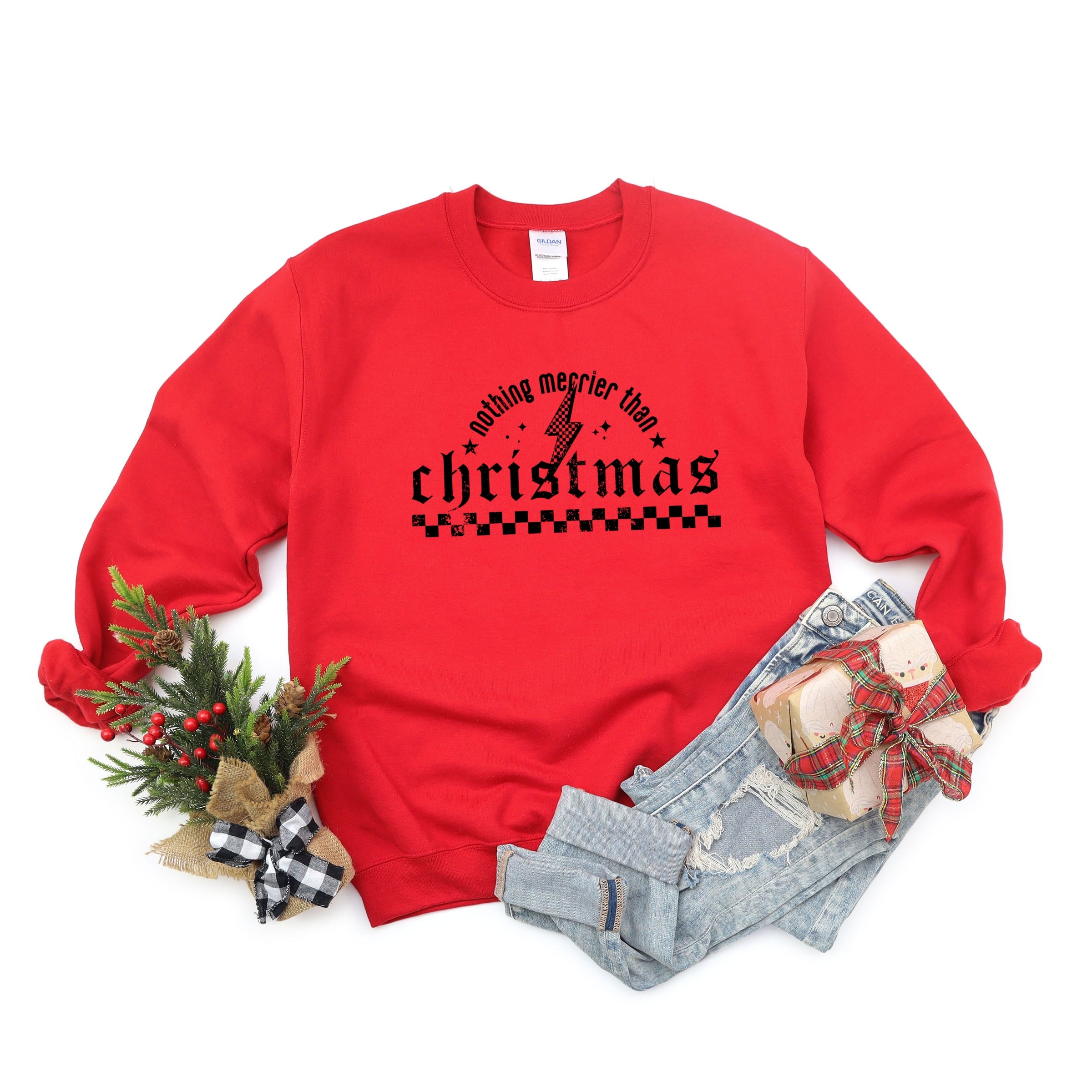 Nothing Merrier Than Christmas Grunge - Sweatshirt