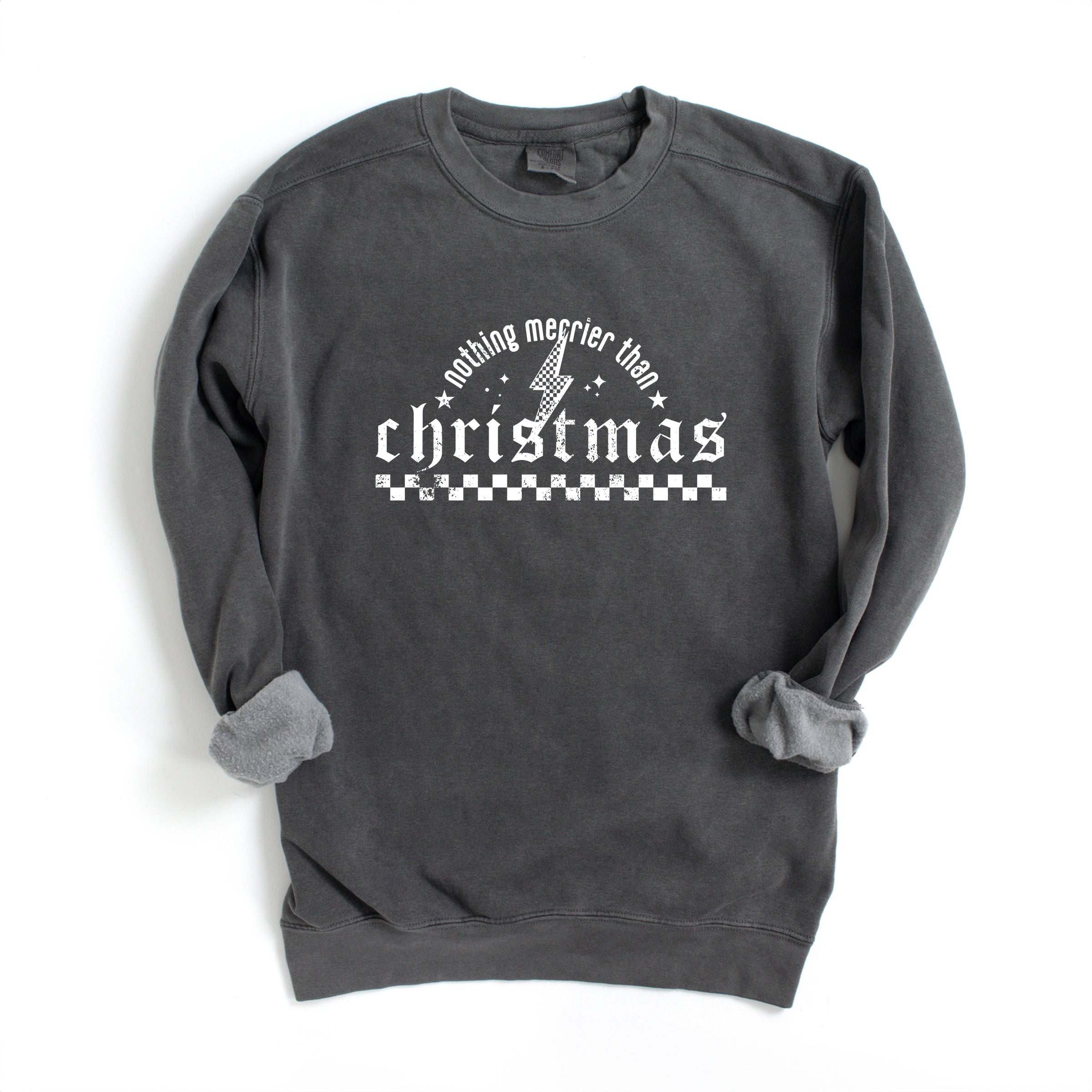Nothing Merrier Than Christmas Grunge - Garment Dyed Sweatshirt