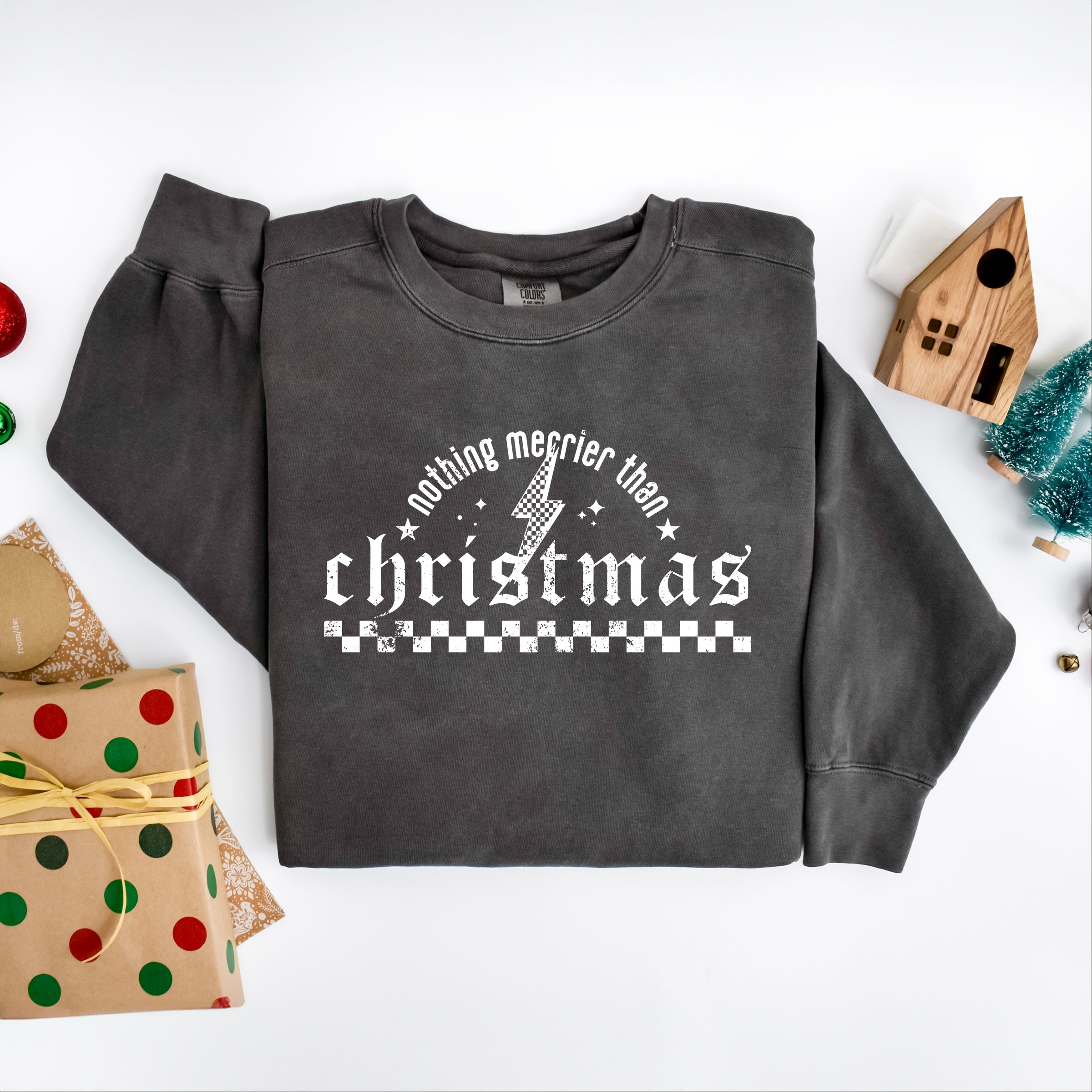Nothing Merrier Than Christmas Grunge - Garment Dyed Sweatshirt