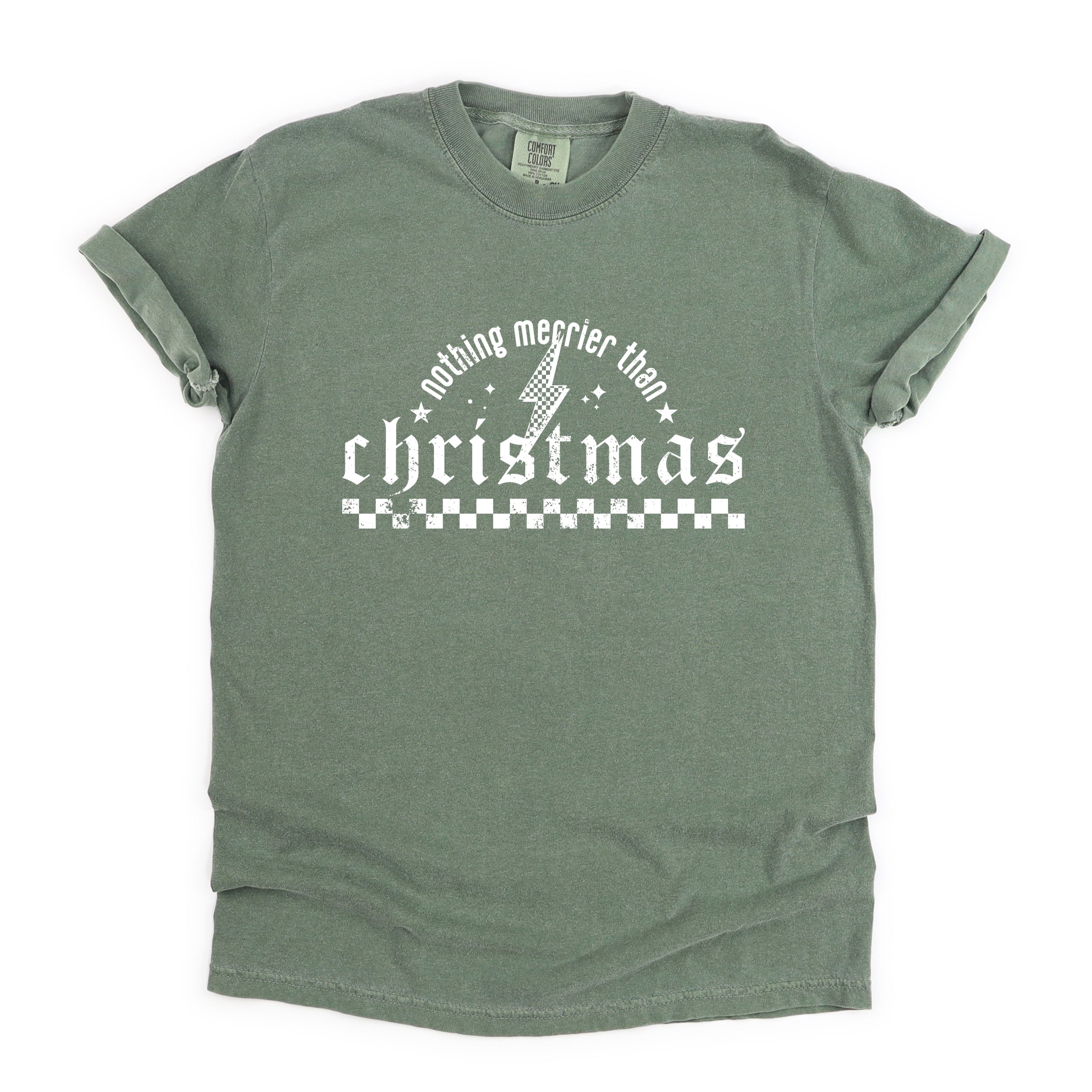 Nothing Merrier Than Christmas Grunge - Garment Dyed Tee