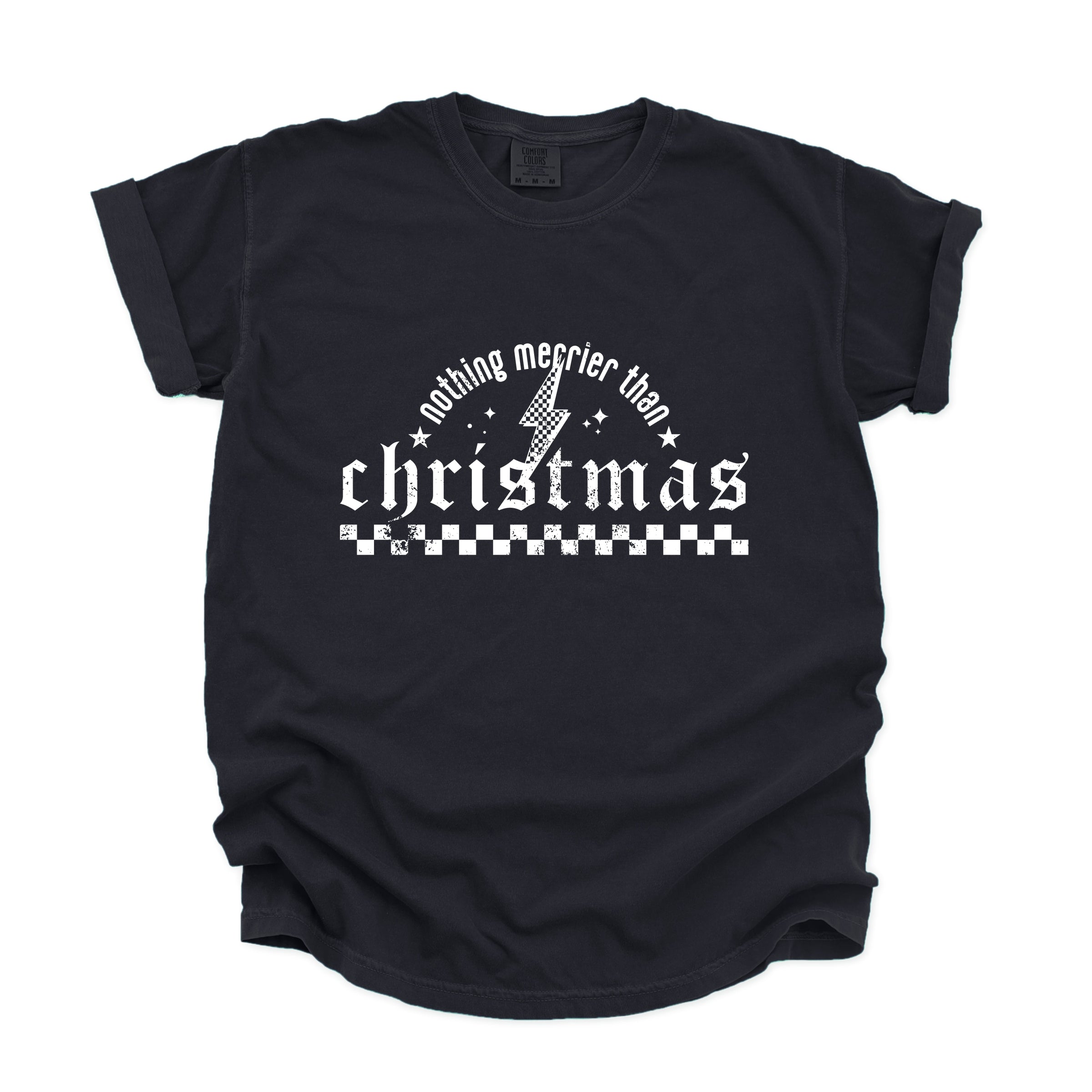 Nothing Merrier Than Christmas Grunge - Garment Dyed Tee