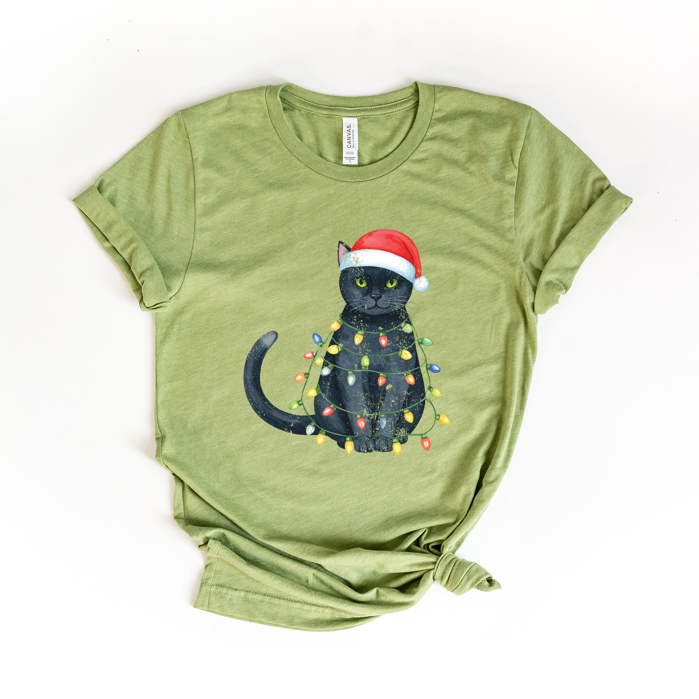 Black Cat Christmas Lights - Short Sleeve Tee
