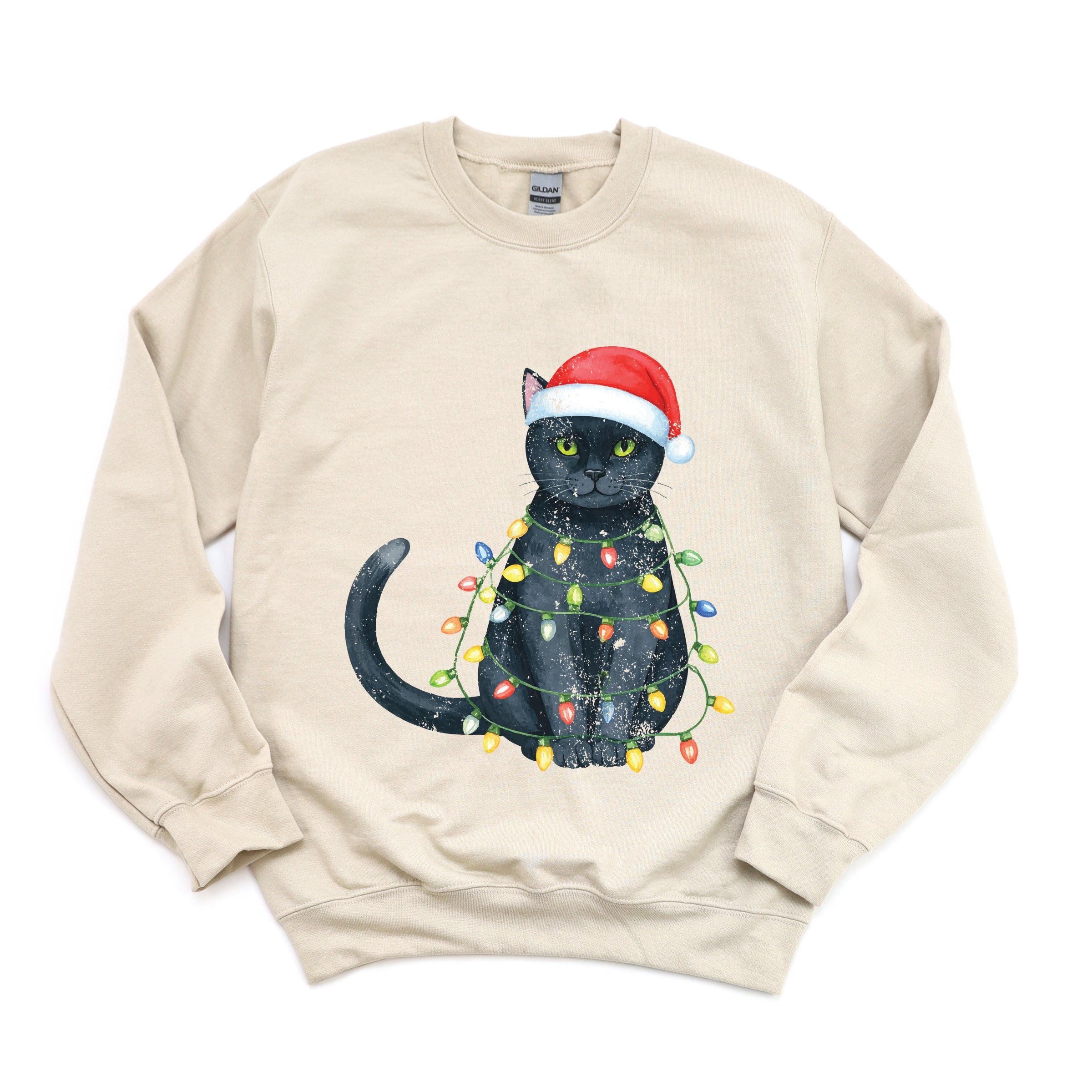 Black Cat Christmas Lights - Sweatshirt