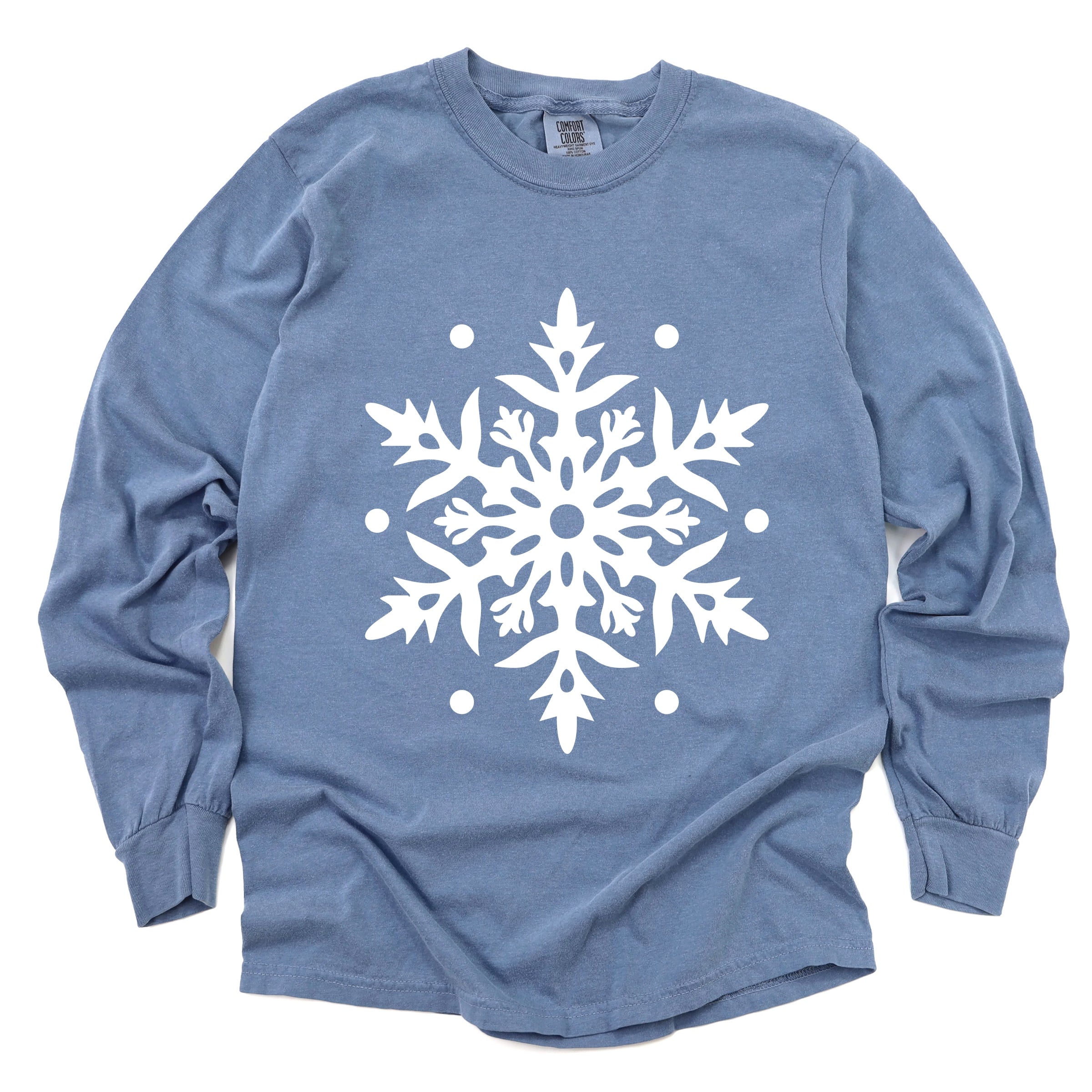 White Snowflake - Garment Dyed Long Sleeve