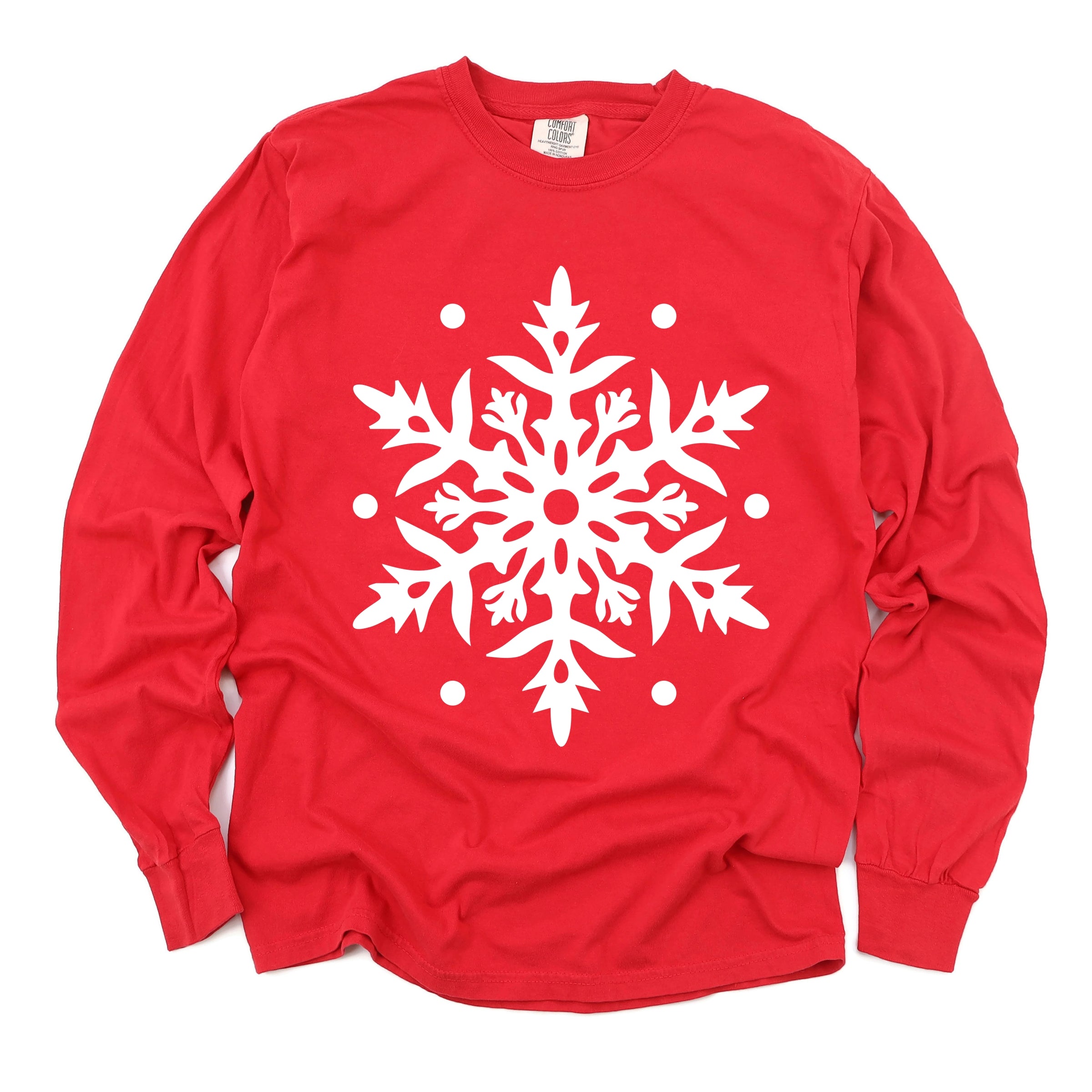 White Snowflake - Garment Dyed Long Sleeve