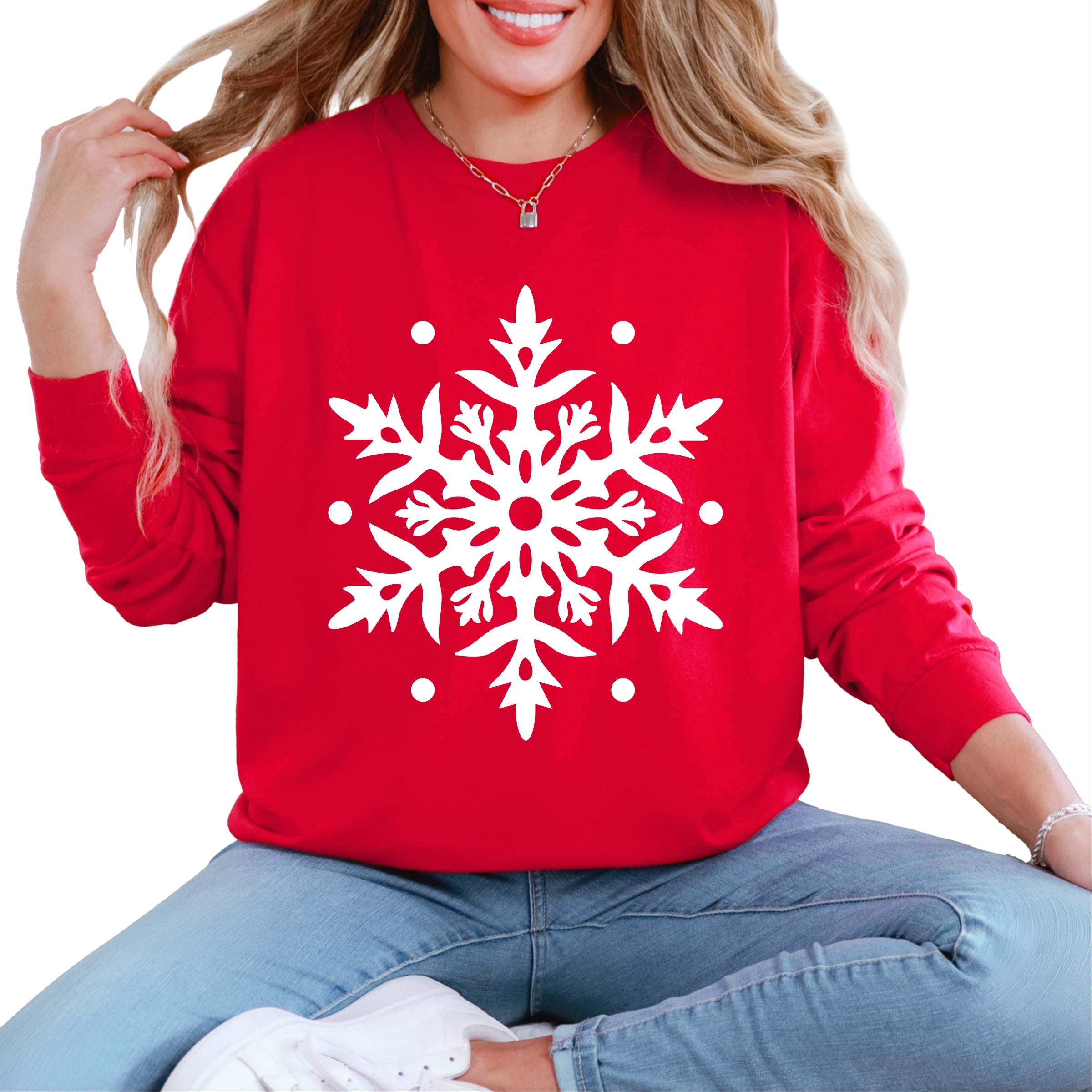White Snowflake - Garment Dyed Long Sleeve