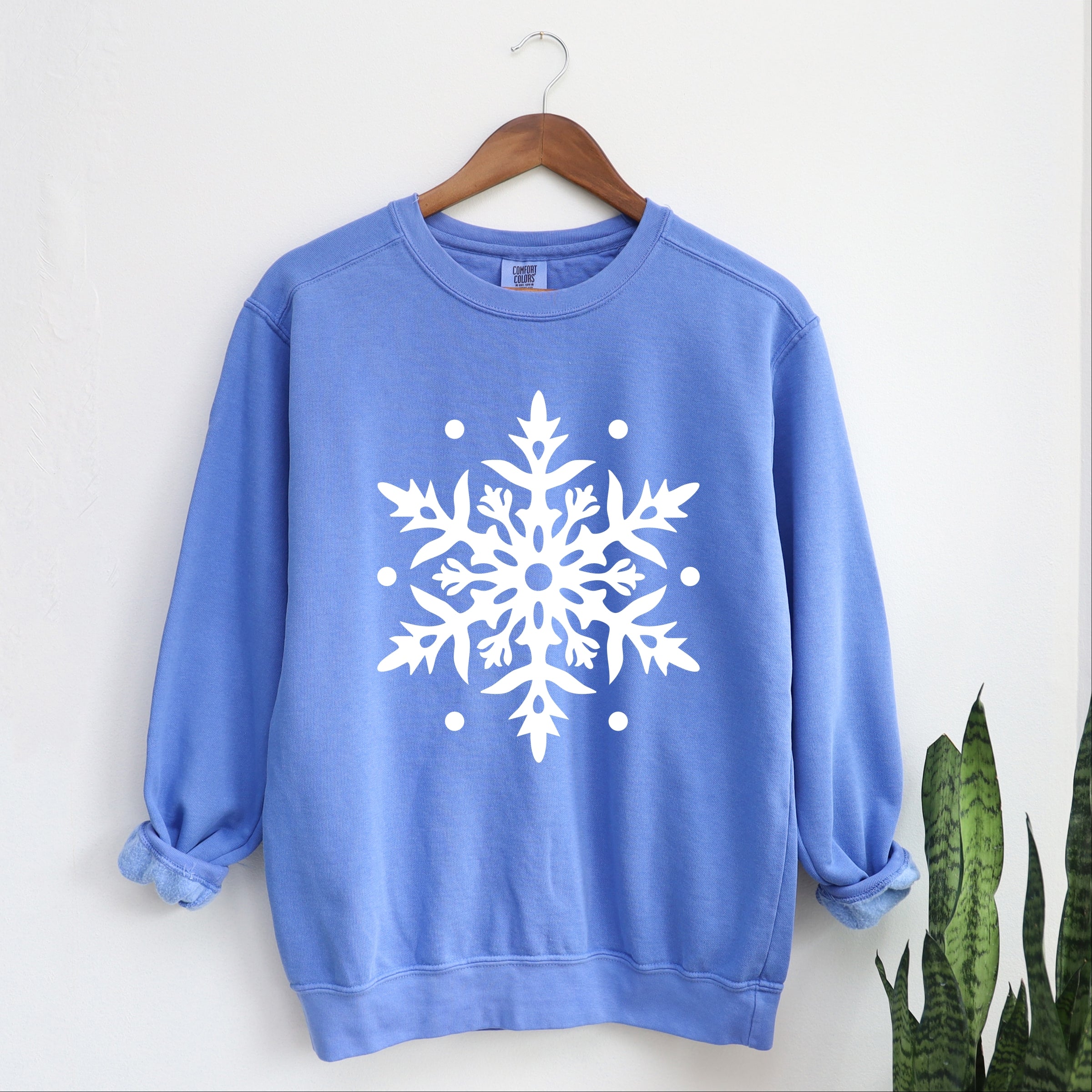 White Snowflake - Garment Dyed Sweatshirt