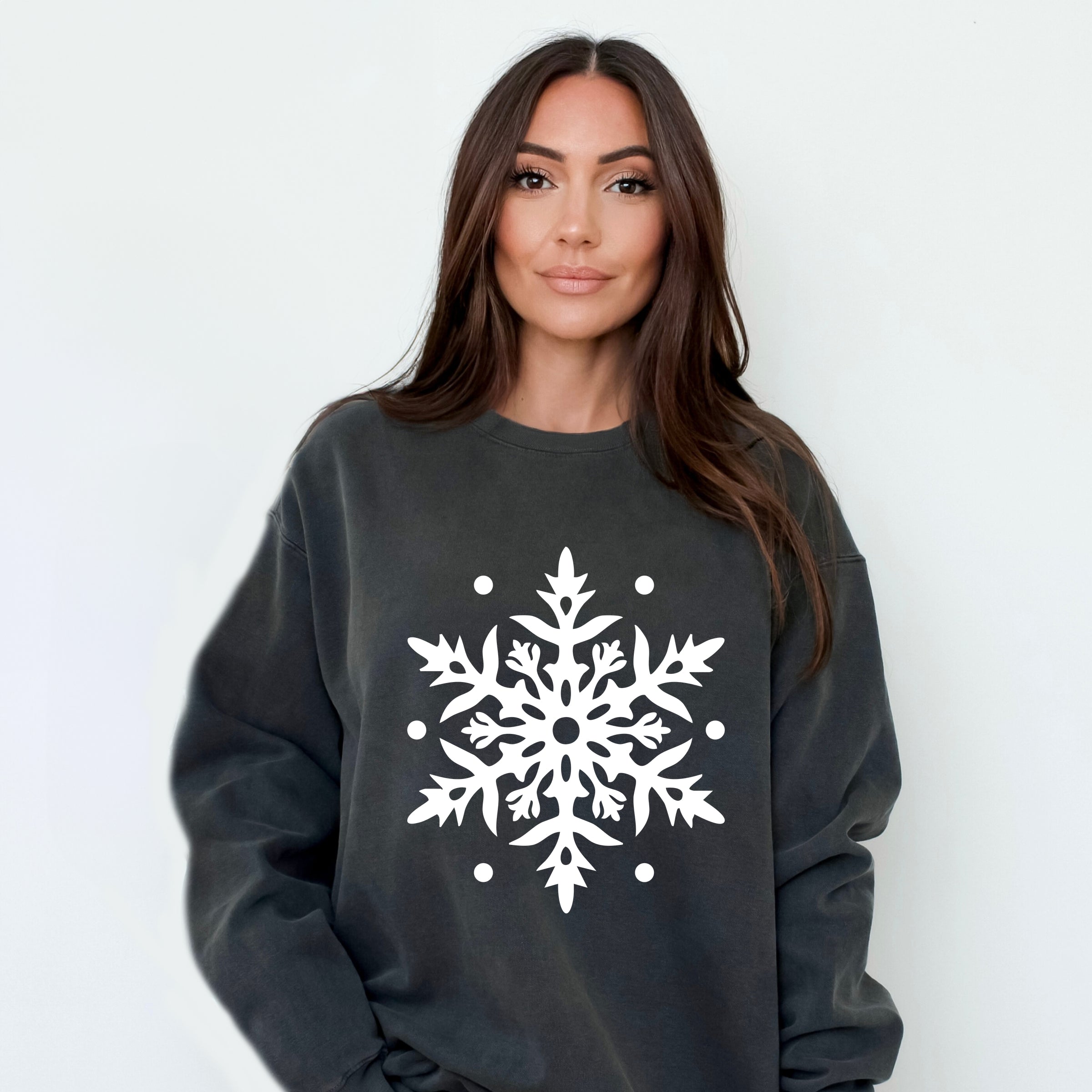 White Snowflake - Garment Dyed Sweatshirt