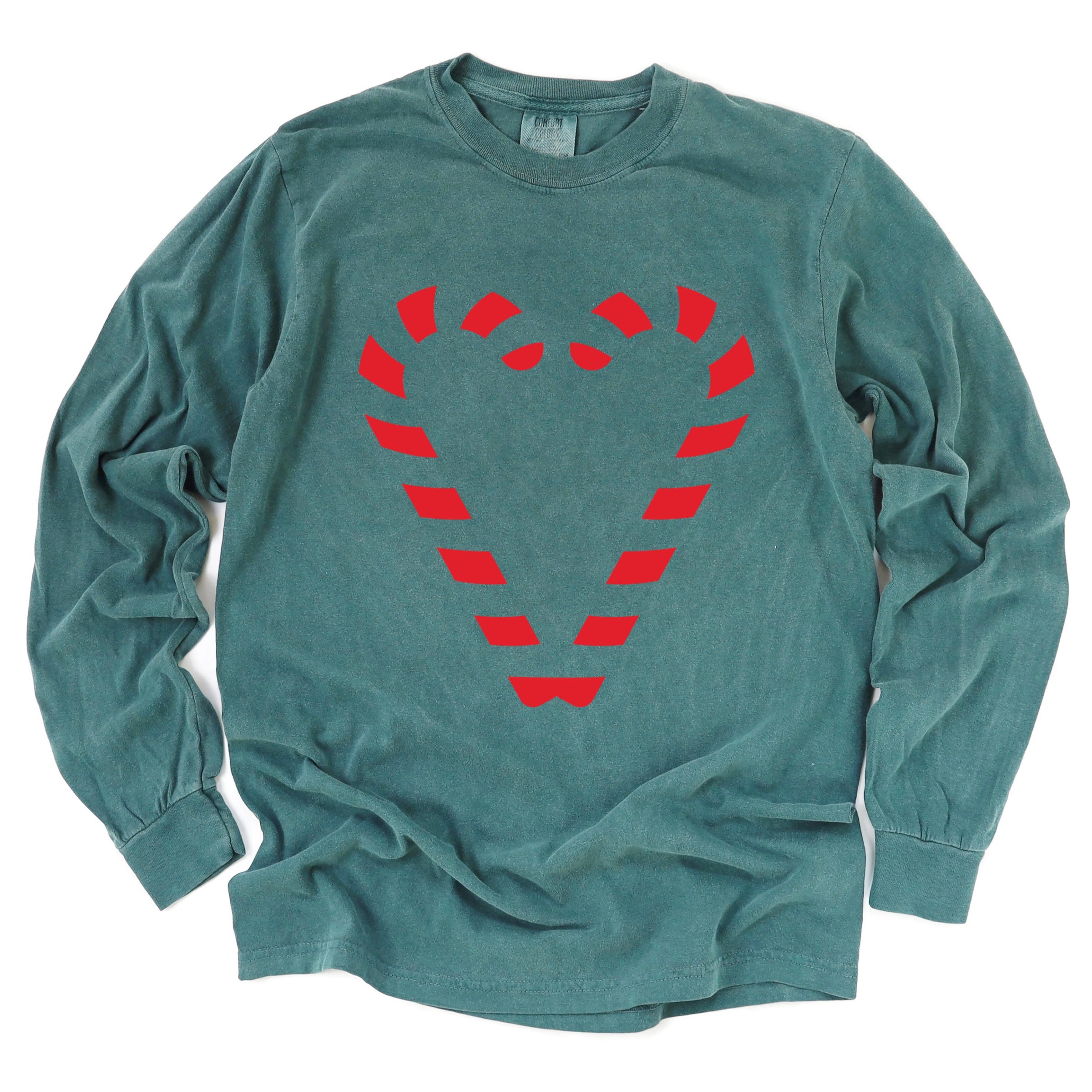 Candy Cane Heart - Garment Dyed Long Sleeve