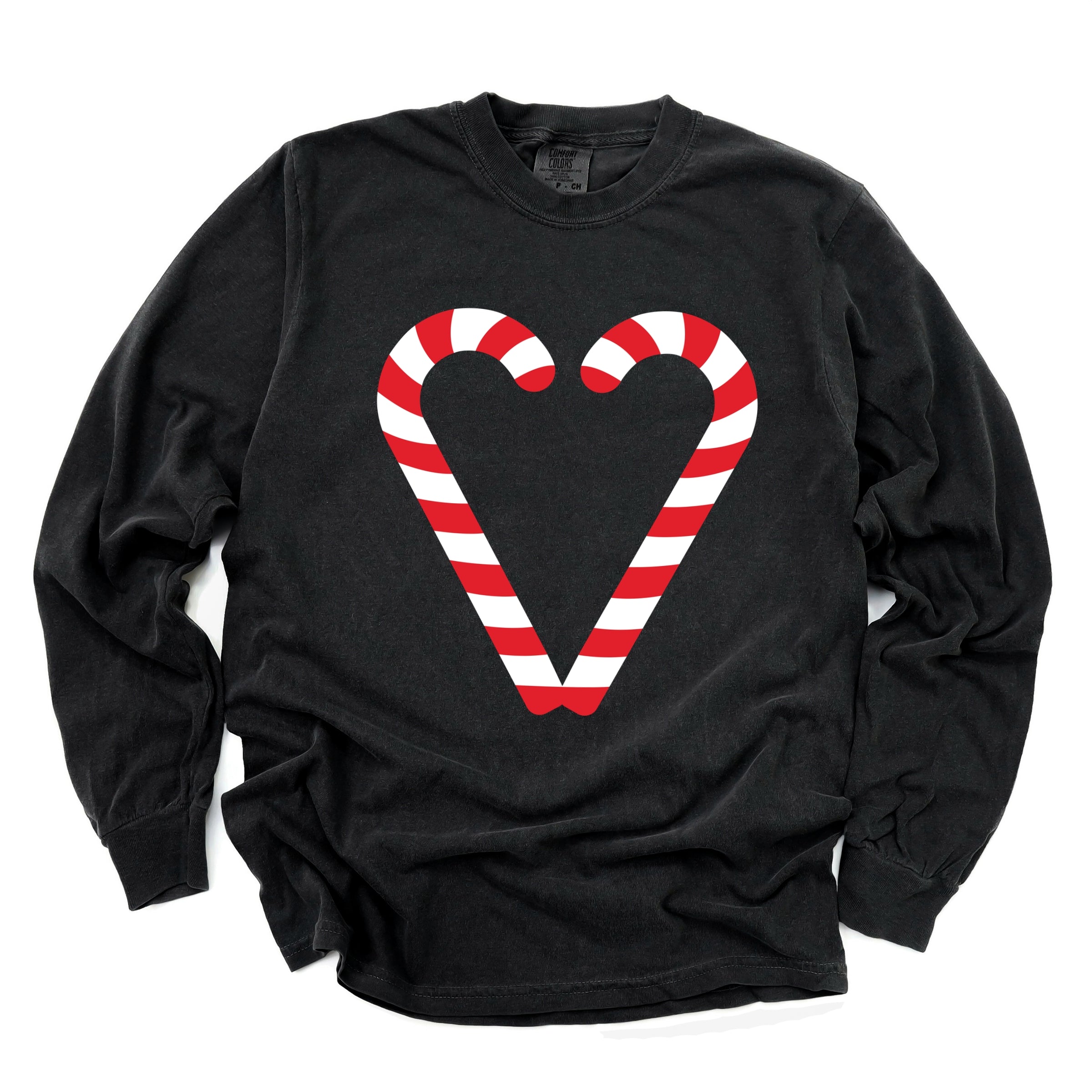Candy Cane Heart - Women's Garment Dyed Long Sleeve