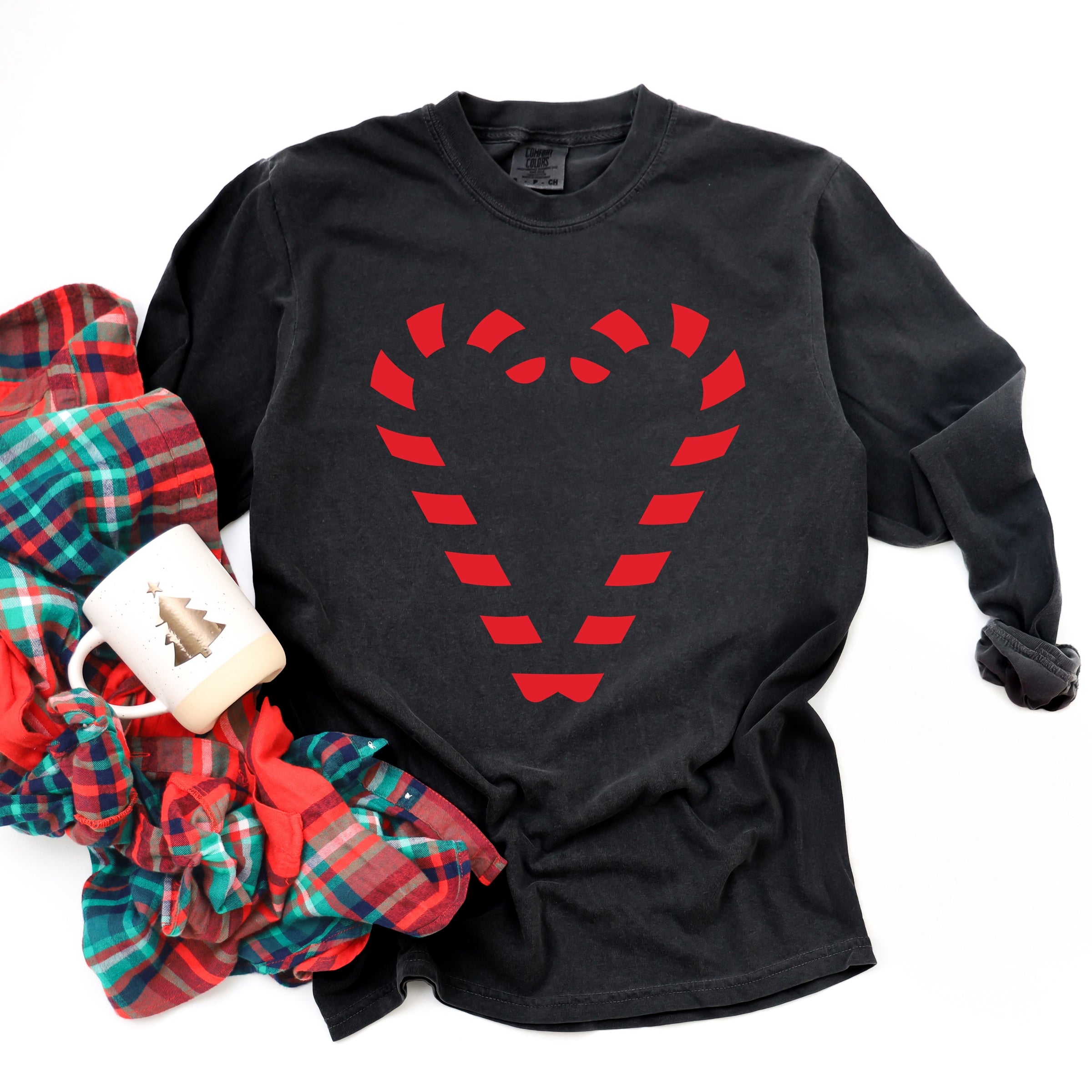 Candy Cane Heart - Garment Dyed Long Sleeve
