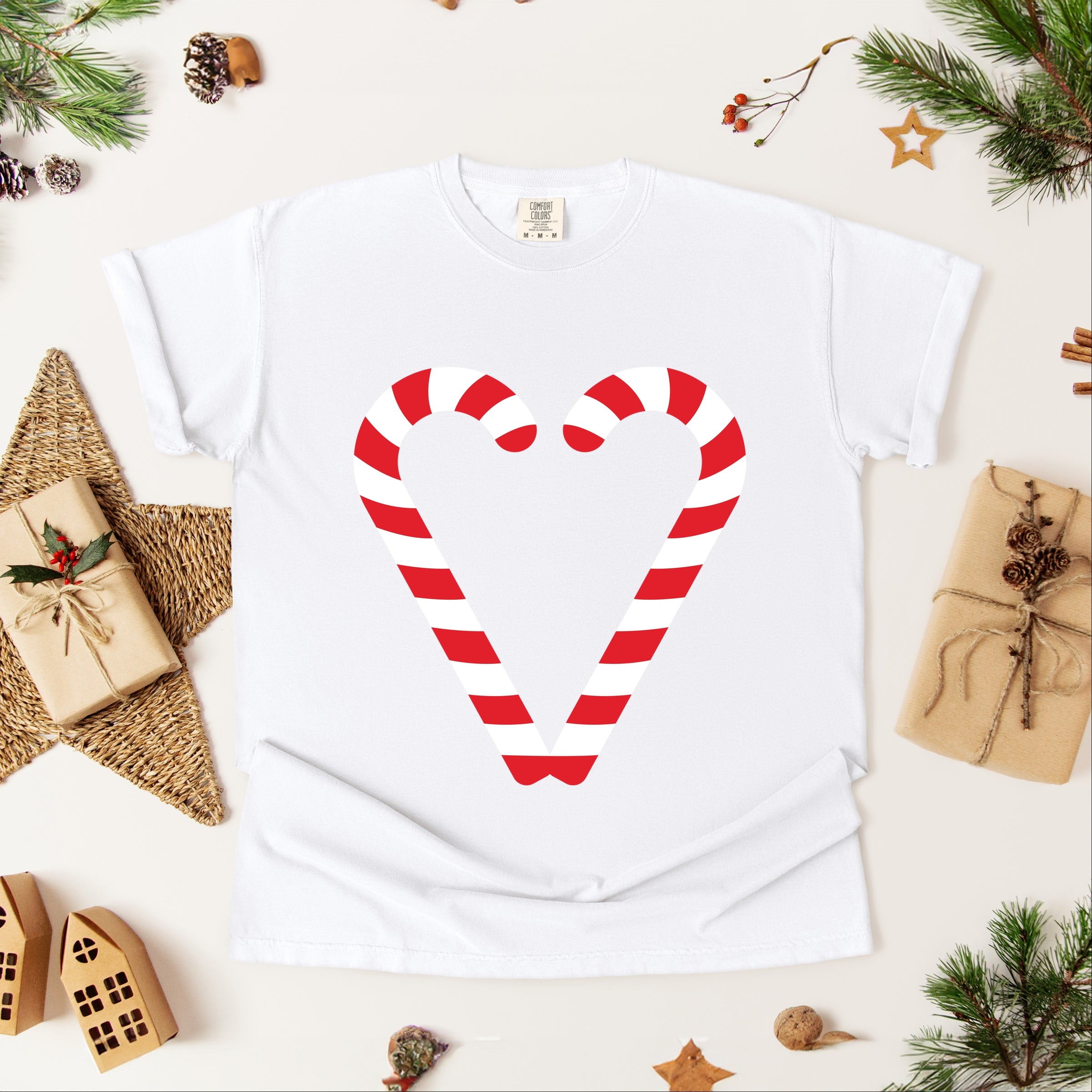 Candy Cane Heart - Women's Garment Dyed Tee