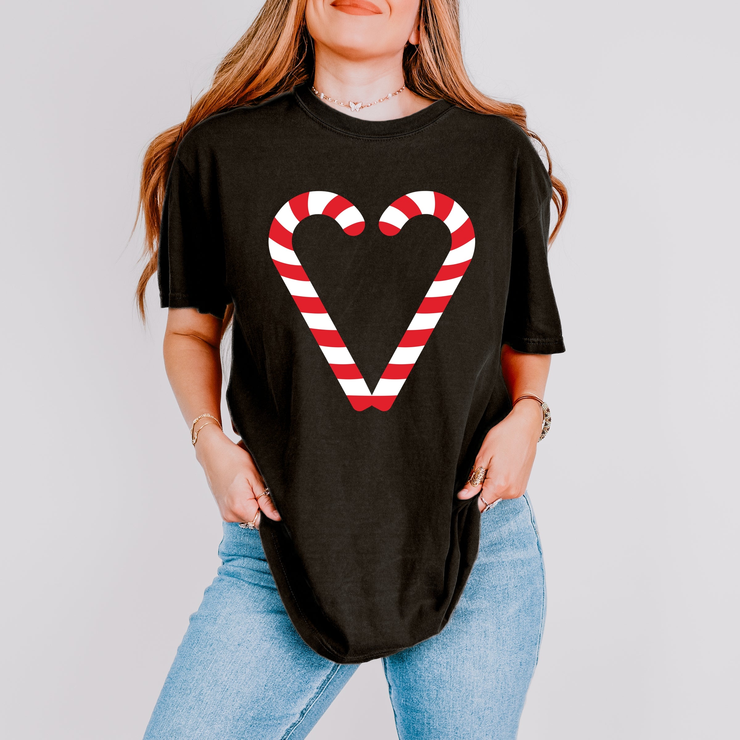 Candy Cane Heart - Women's Garment Dyed Tee