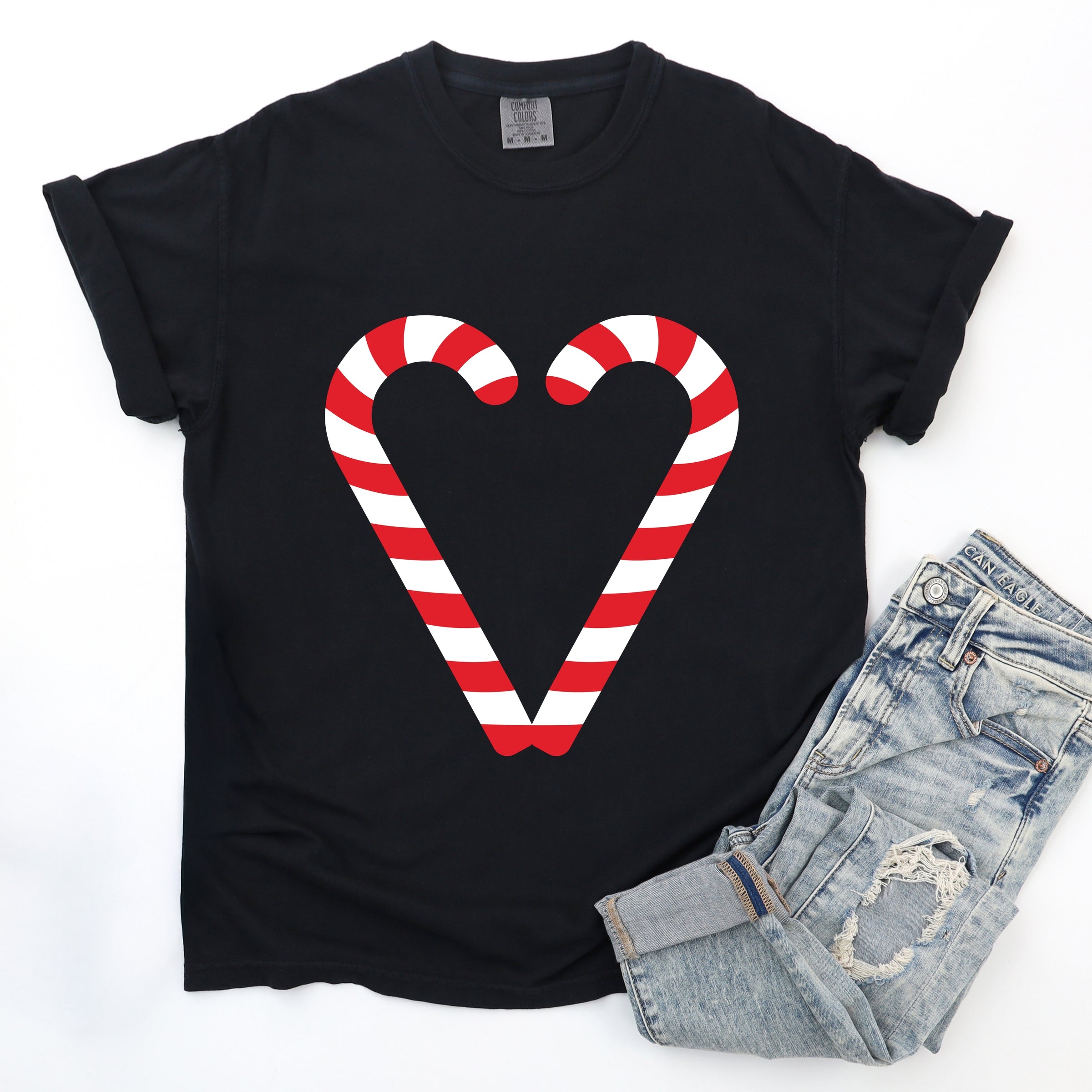 Candy Cane Heart - Women's Garment Dyed Tee