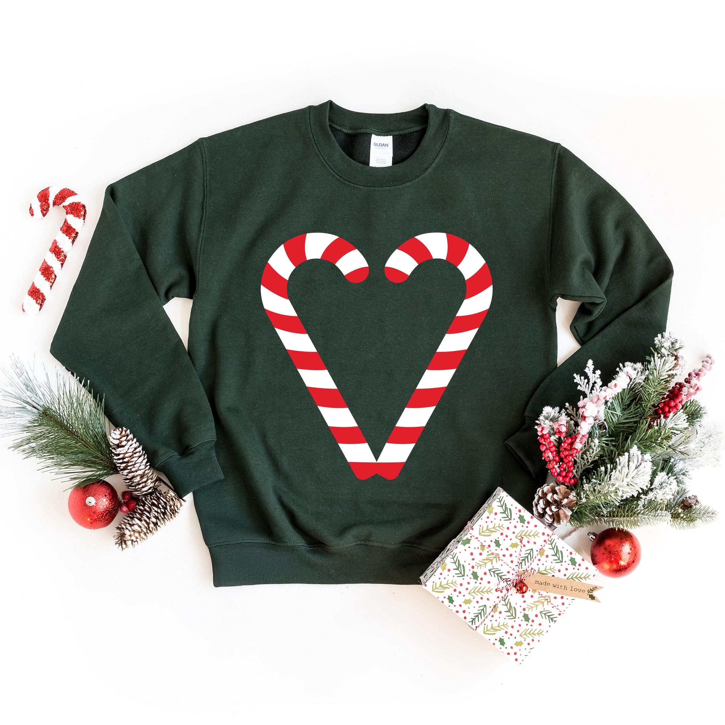 Candy Cane Heart - Women's Graphic Sweatshirt