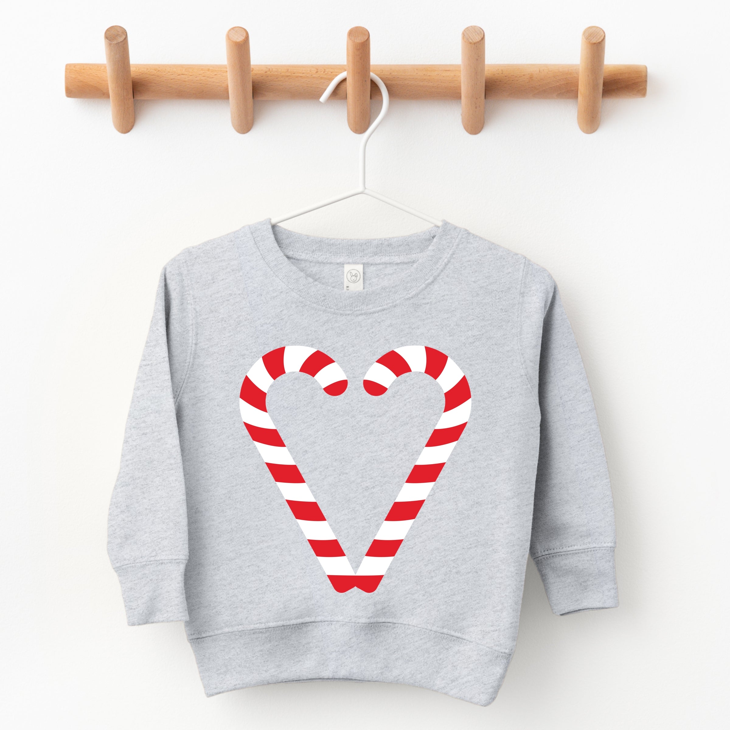 Candy Cane Heart - Toddler Graphic Sweatshirt and Youth Graphic Sweatshirt