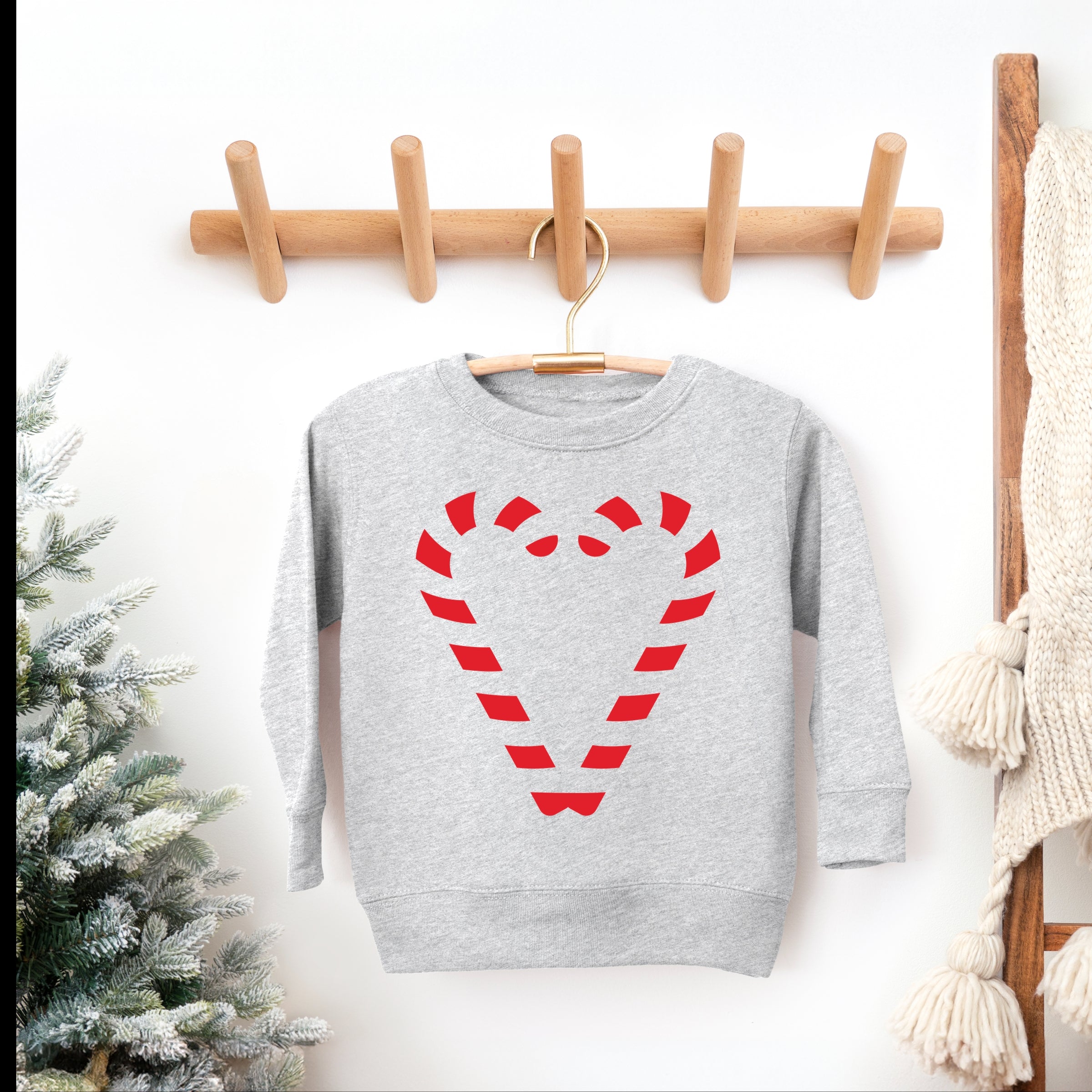 Candy Cane Heart - Toddler Graphic Sweatshirt and Youth Graphic Sweatshirt