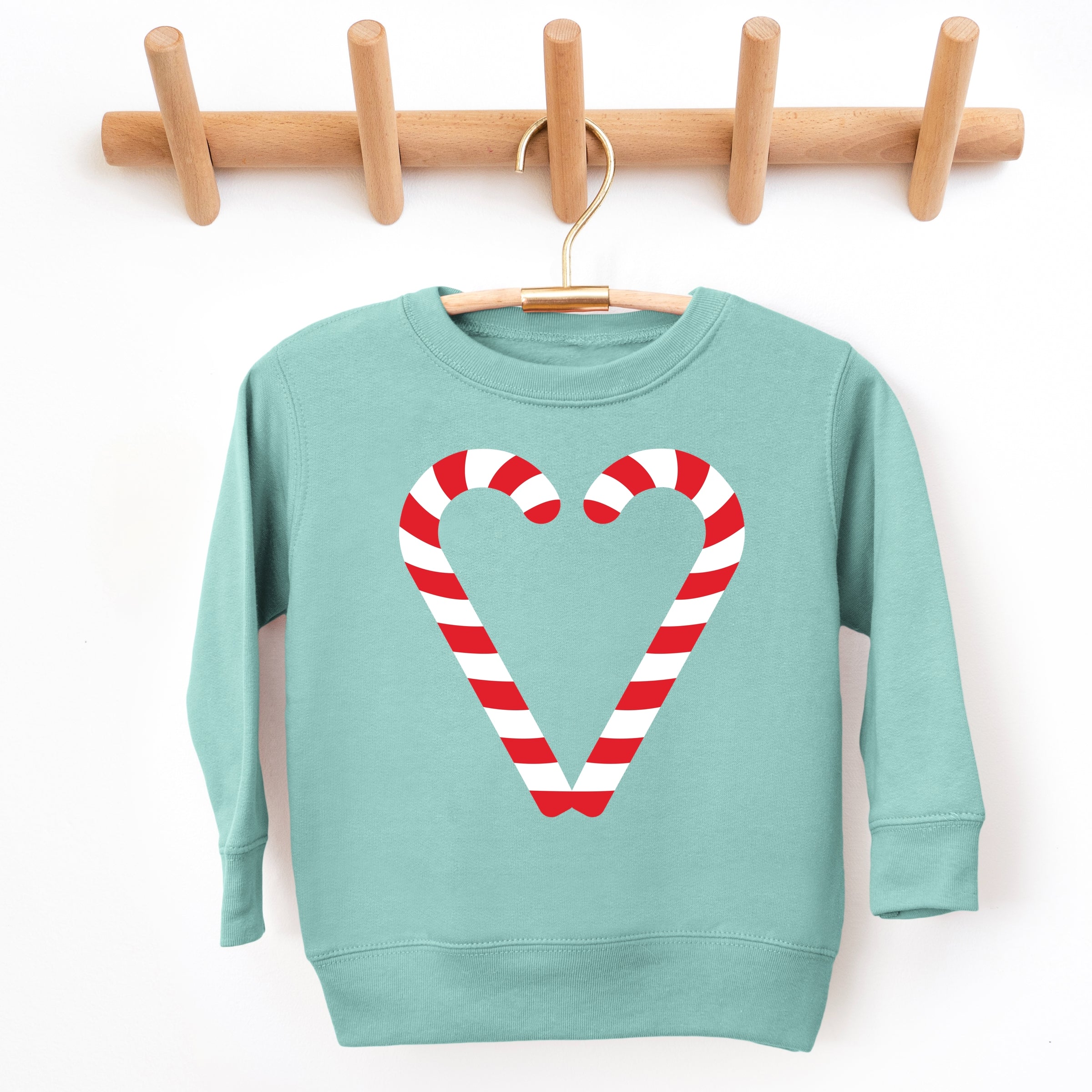 Candy Cane Heart - Toddler Graphic Sweatshirt and Youth Graphic Sweatshirt