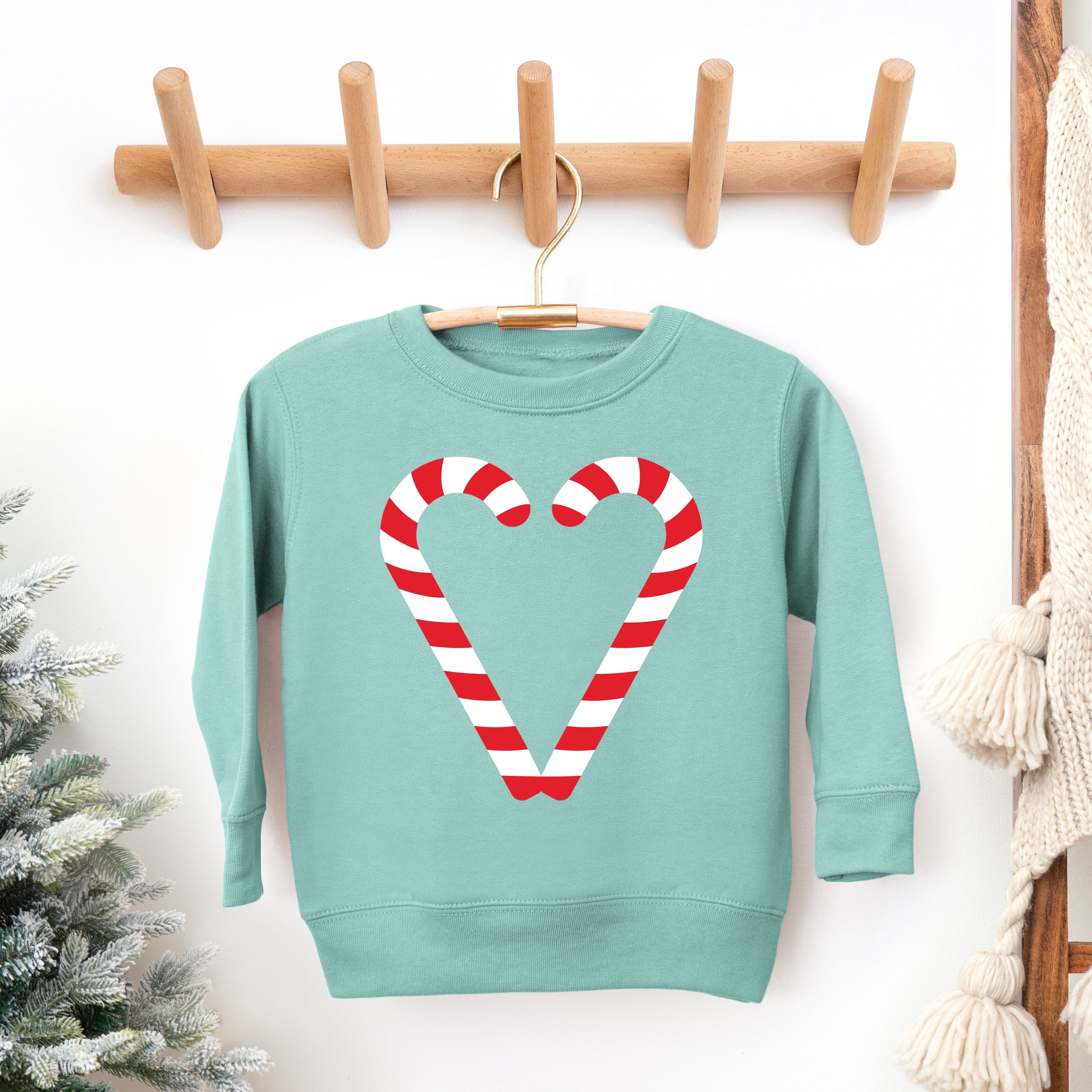 Candy Cane Heart - Toddler Graphic Sweatshirt and Youth Graphic Sweatshirt