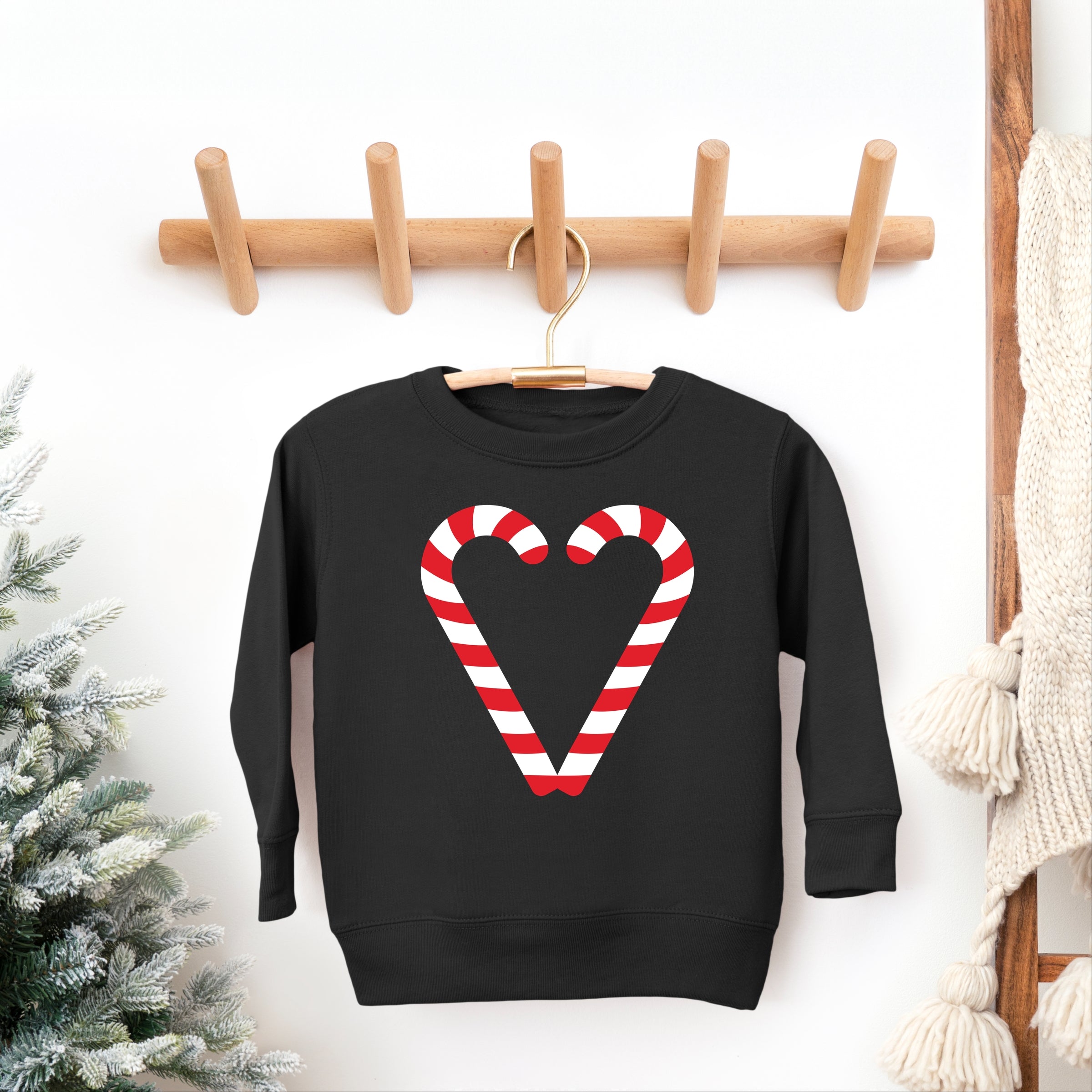 Candy Cane Heart - Toddler Graphic Sweatshirt and Youth Graphic Sweatshirt