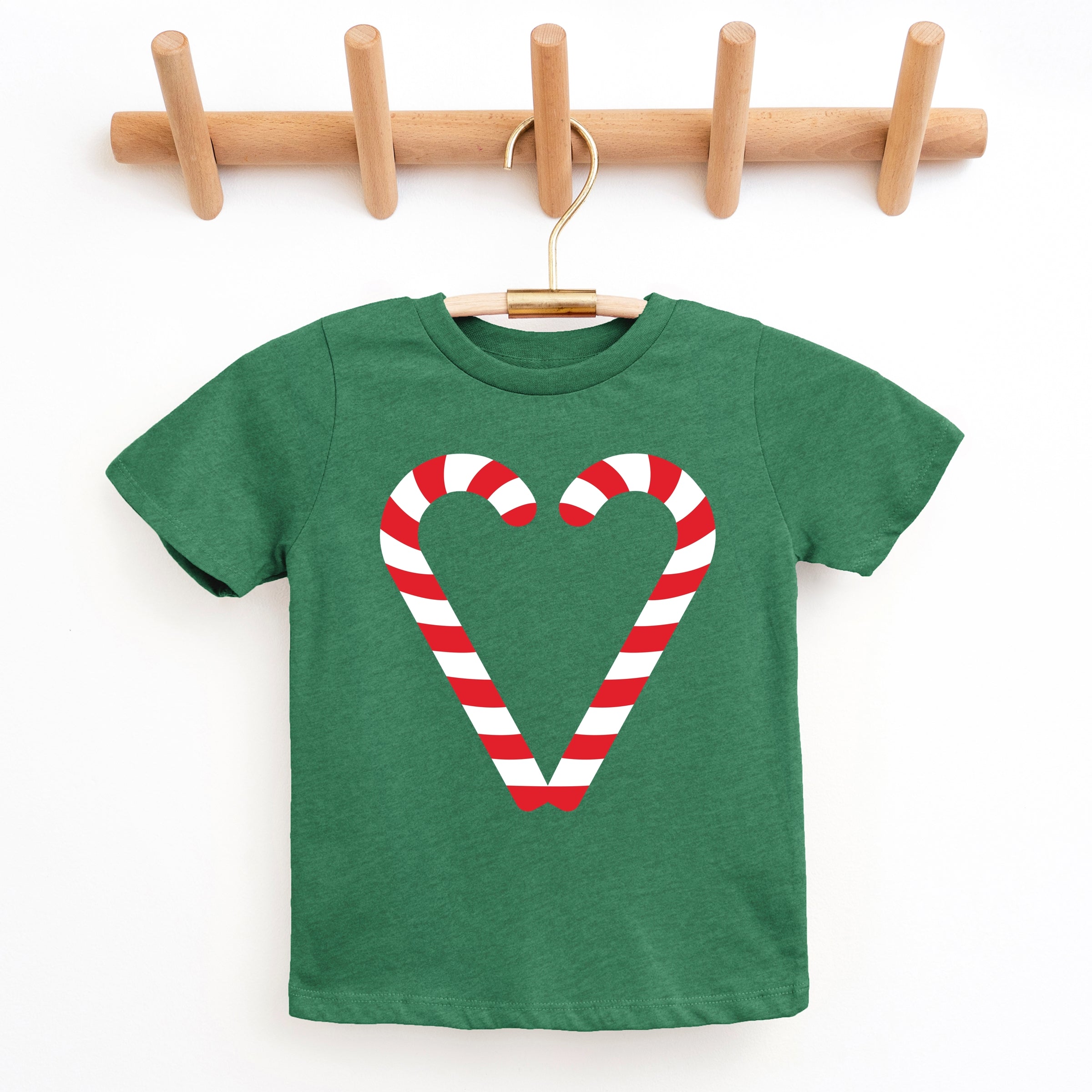 Candy Cane Heart - Youth Short Sleeve Graphic T-Shirt and Toddler Short Sleeve Graphic T-Shirt