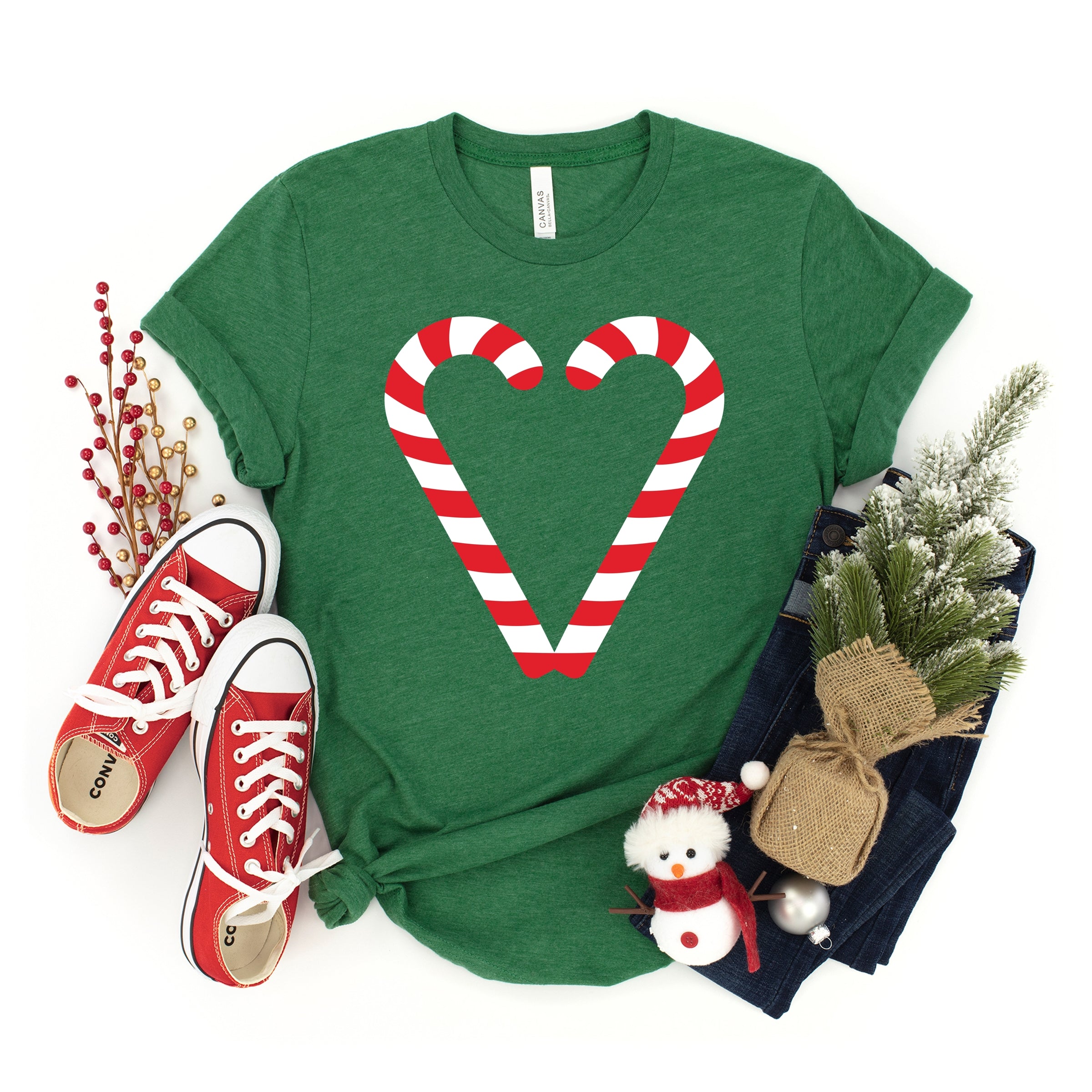 Candy Cane Heart - Youth Short Sleeve Graphic T-Shirt and Toddler Short Sleeve Graphic T-Shirt
