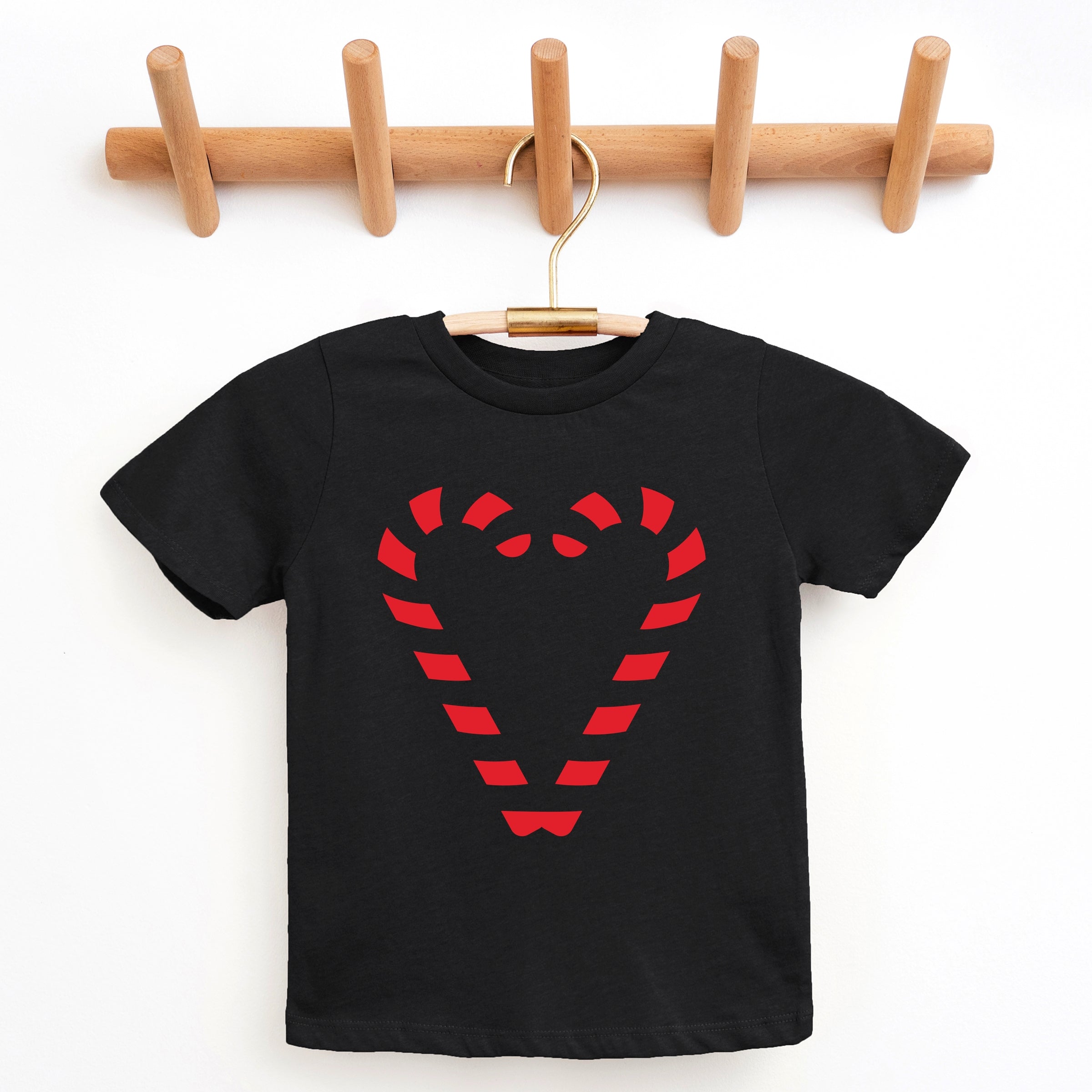 Candy Cane Heart - Youth Short Sleeve Graphic T-Shirt and Toddler Short Sleeve Graphic T-Shirt