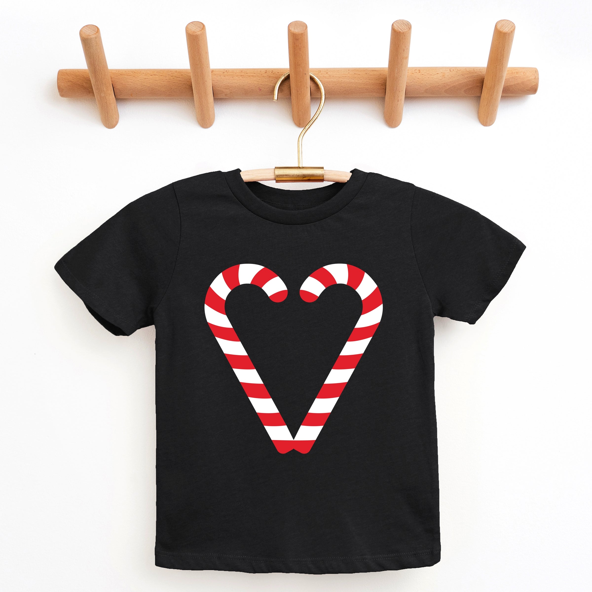 Candy Cane Heart - Youth Short Sleeve Graphic T-Shirt and Toddler Short Sleeve Graphic T-Shirt