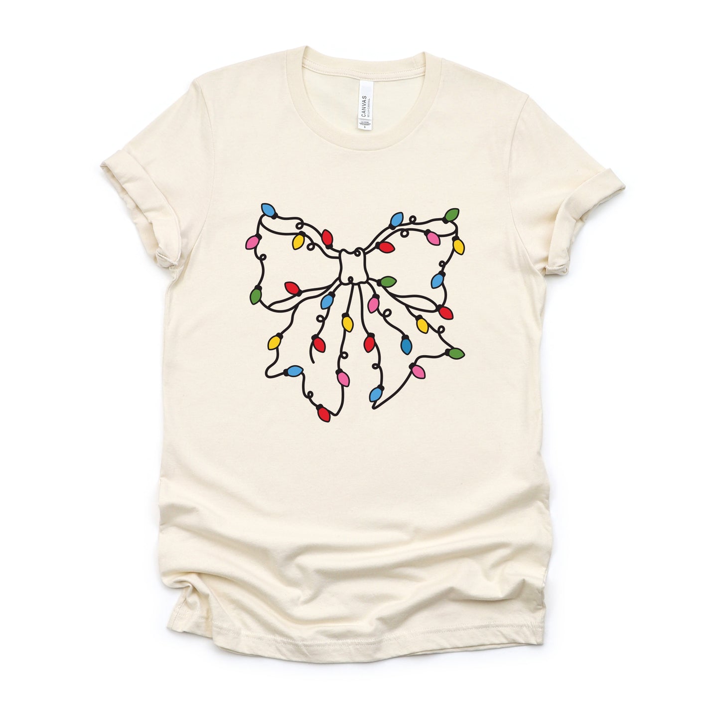 Christmas Light Bow Coquette - Short Sleeve Tee