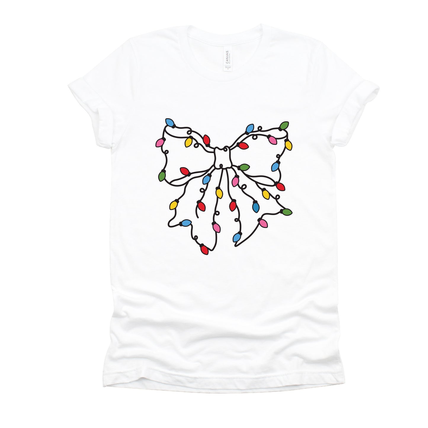 Christmas Light Bow Coquette - Short Sleeve Tee