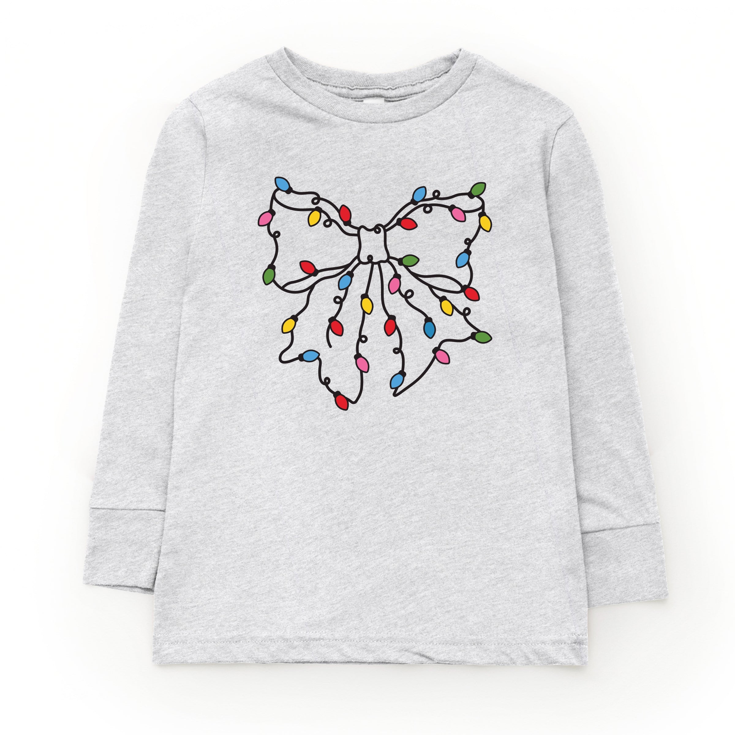 Christmas Light Bow Coquette - Youth Long Sleeve Graphic T-Shirt