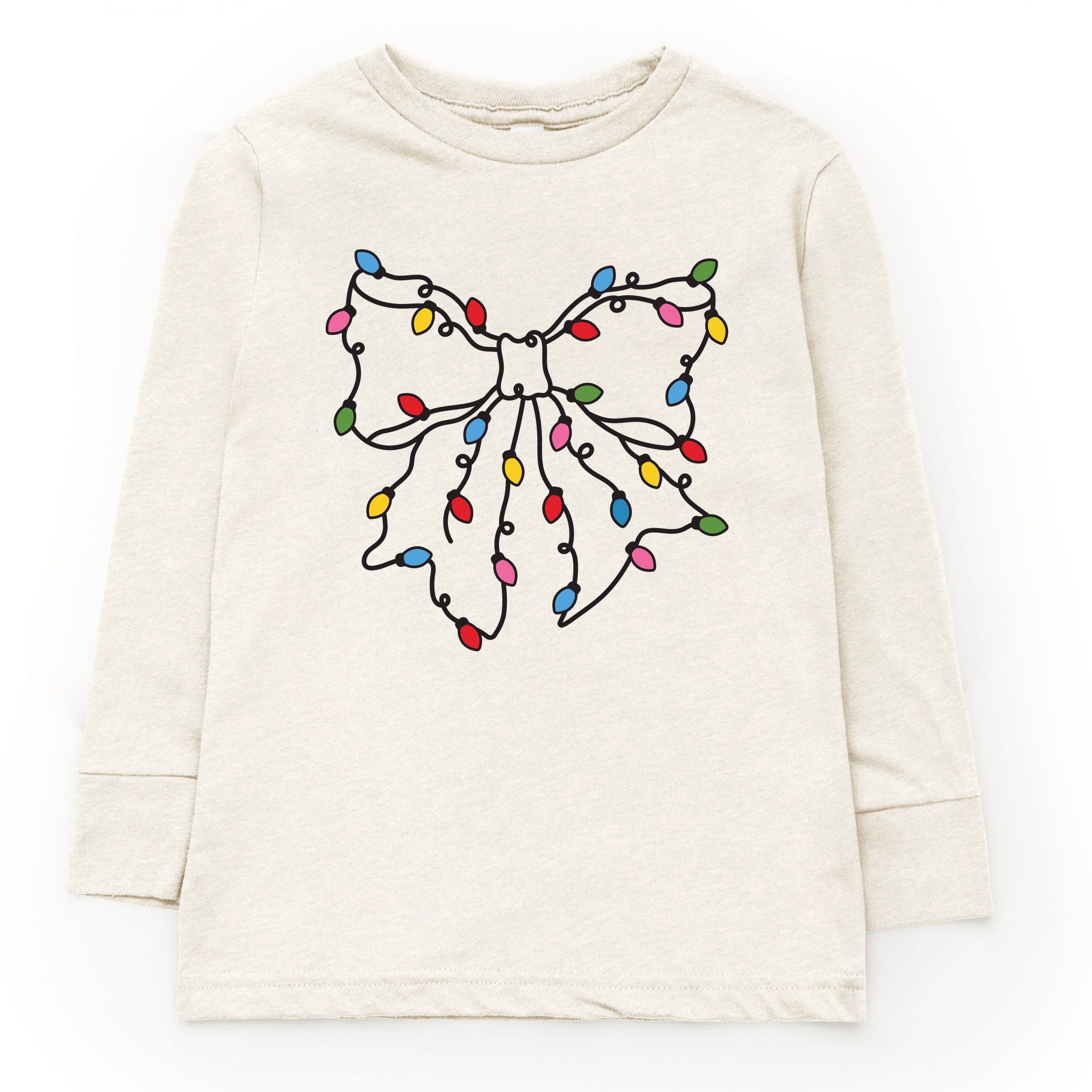 Christmas Light Bow Coquette - Youth Long Sleeve Graphic T-Shirt
