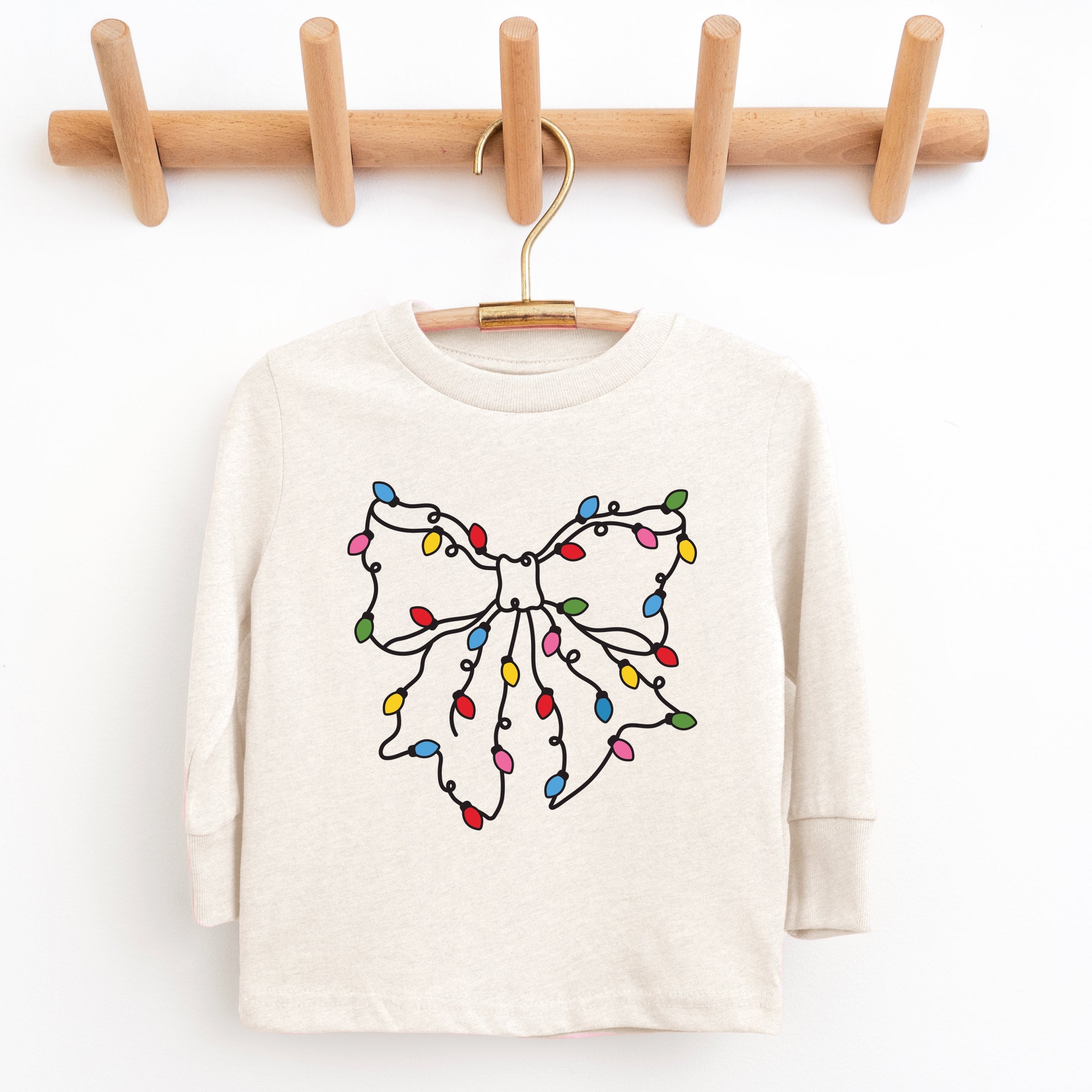 Christmas Light Bow Coquette - Youth Long Sleeve Graphic T-Shirt