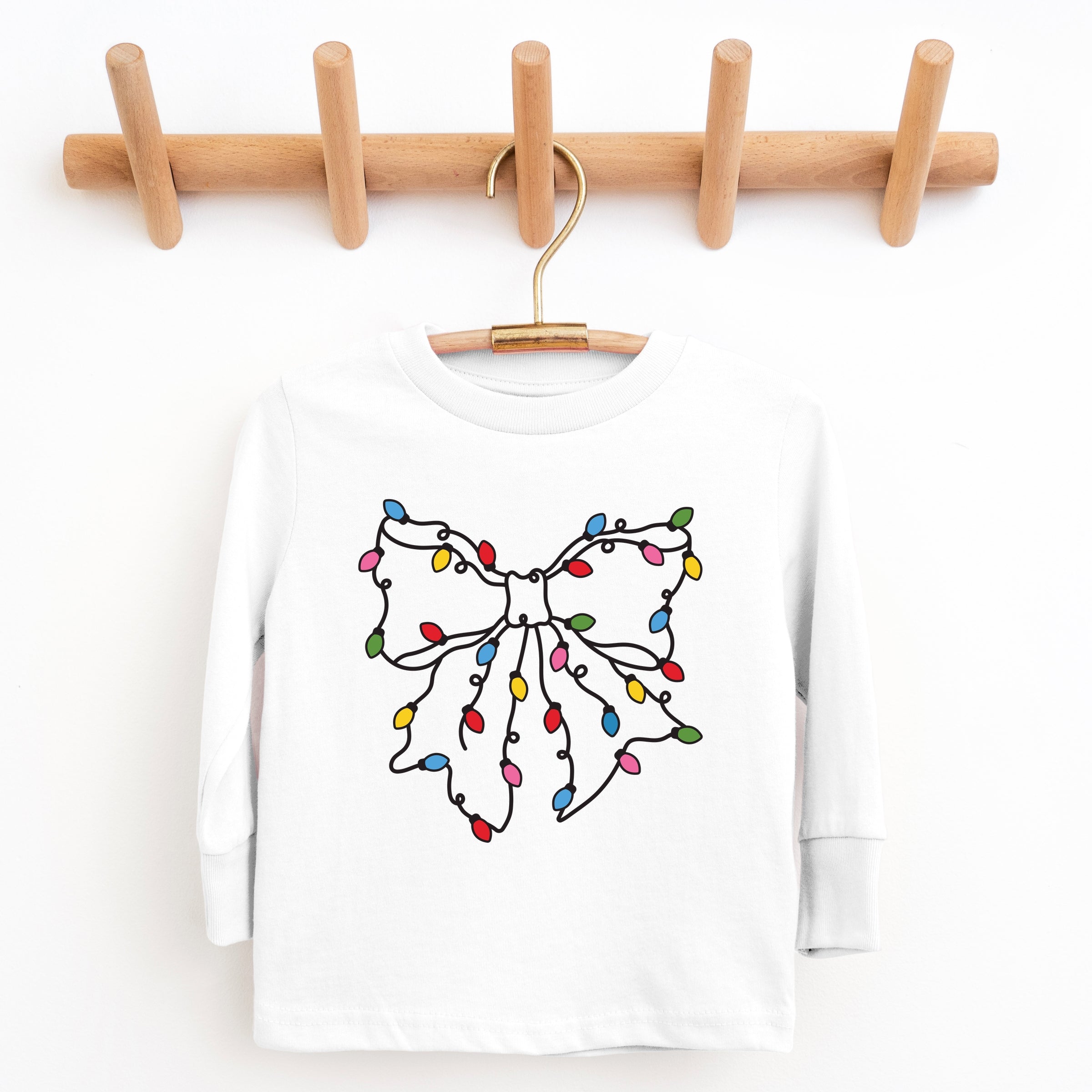 Christmas Light Bow Coquette - Youth Long Sleeve Graphic T-Shirt