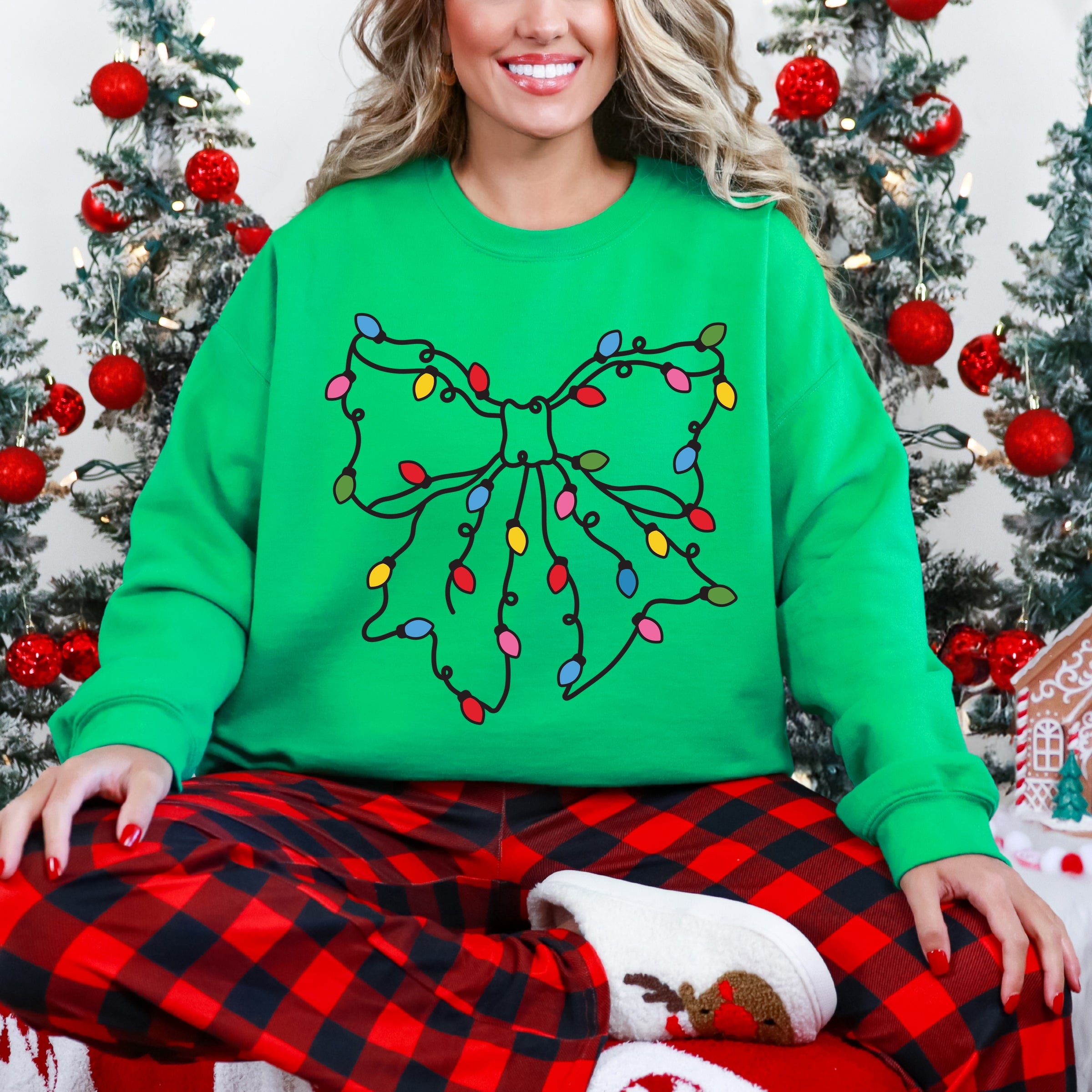 Christmas Light Bow Coquette - Sweatshirt