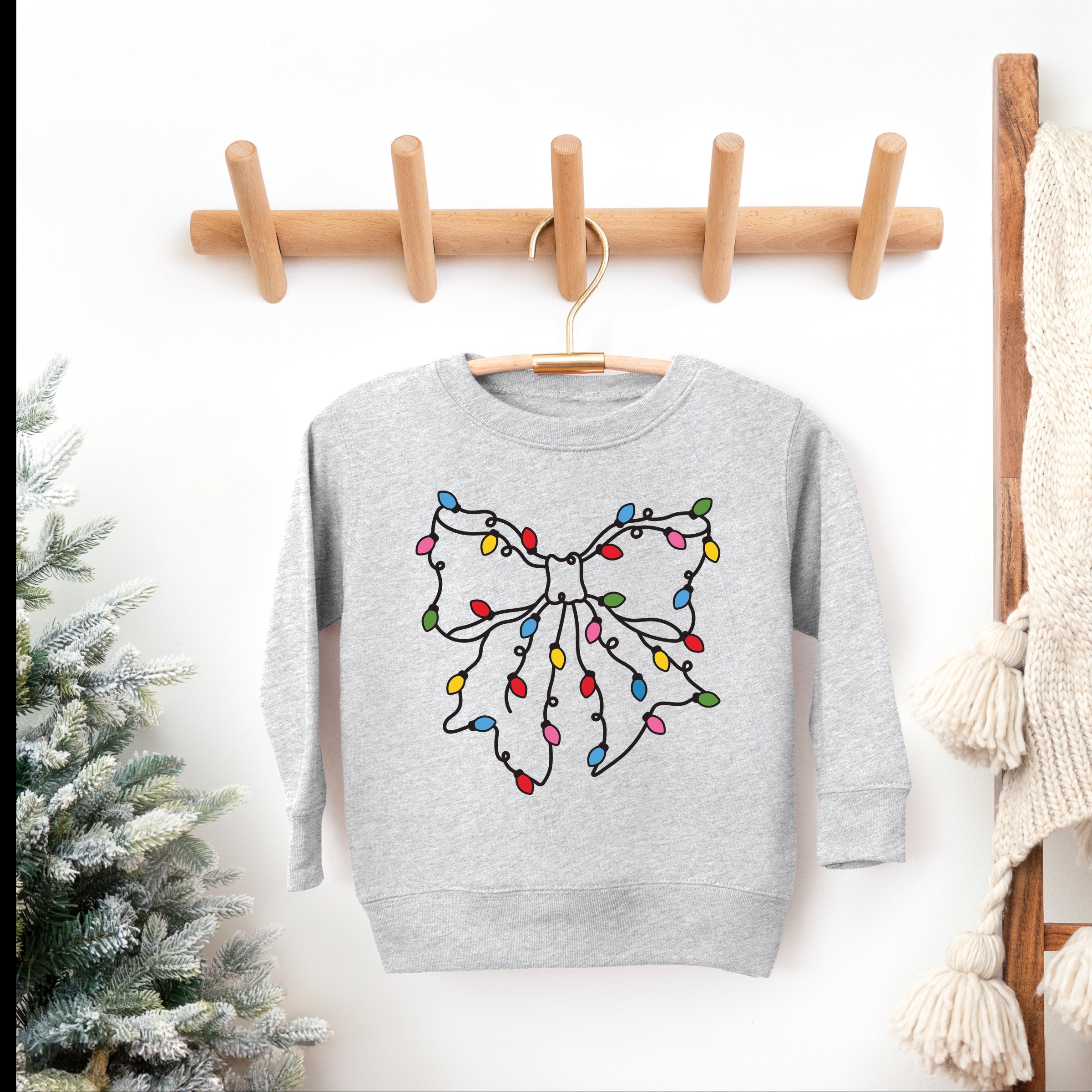 Christmas Light Bow Coquette - Toddler Graphic Sweatshirt