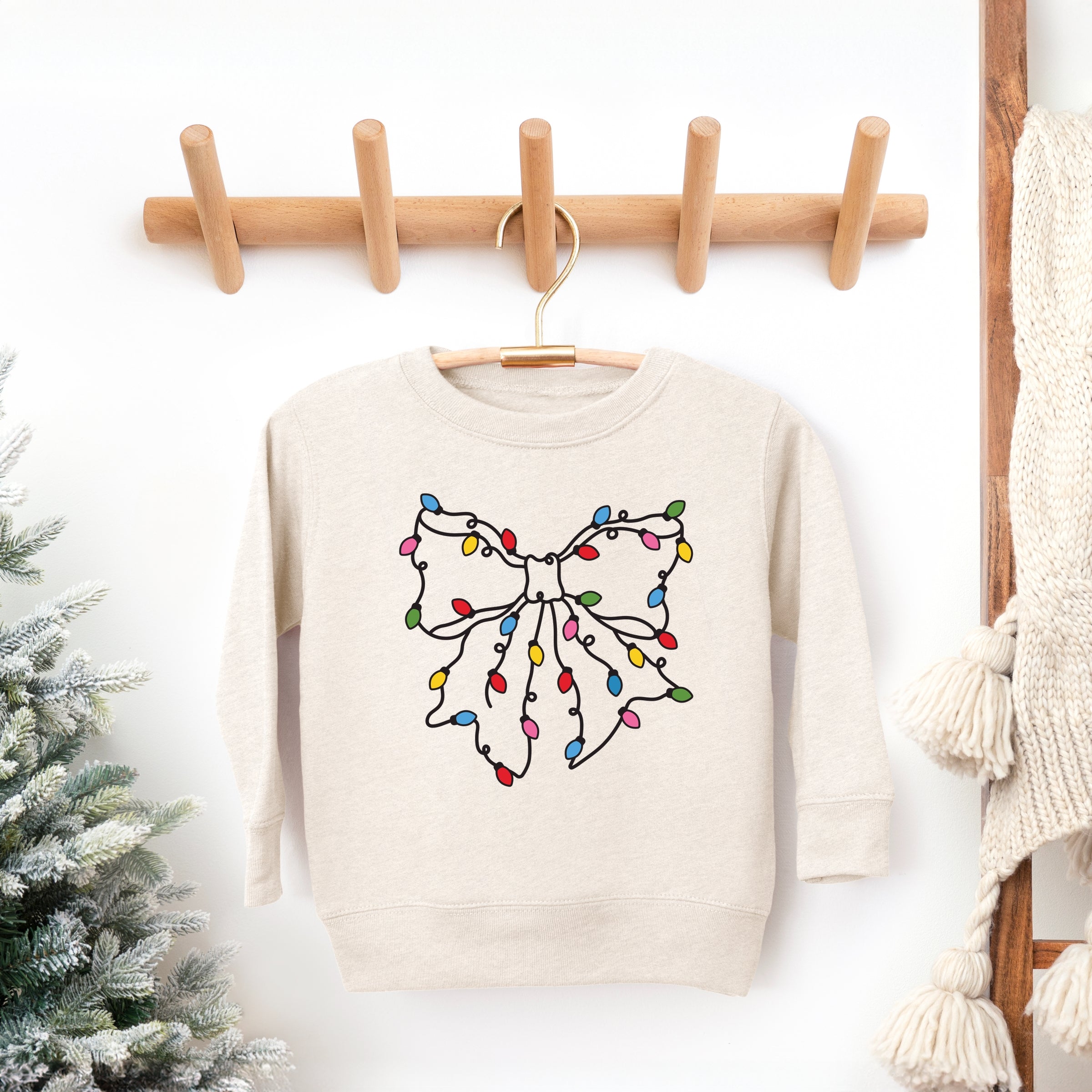 Christmas Light Bow Coquette - Toddler Graphic Sweatshirt