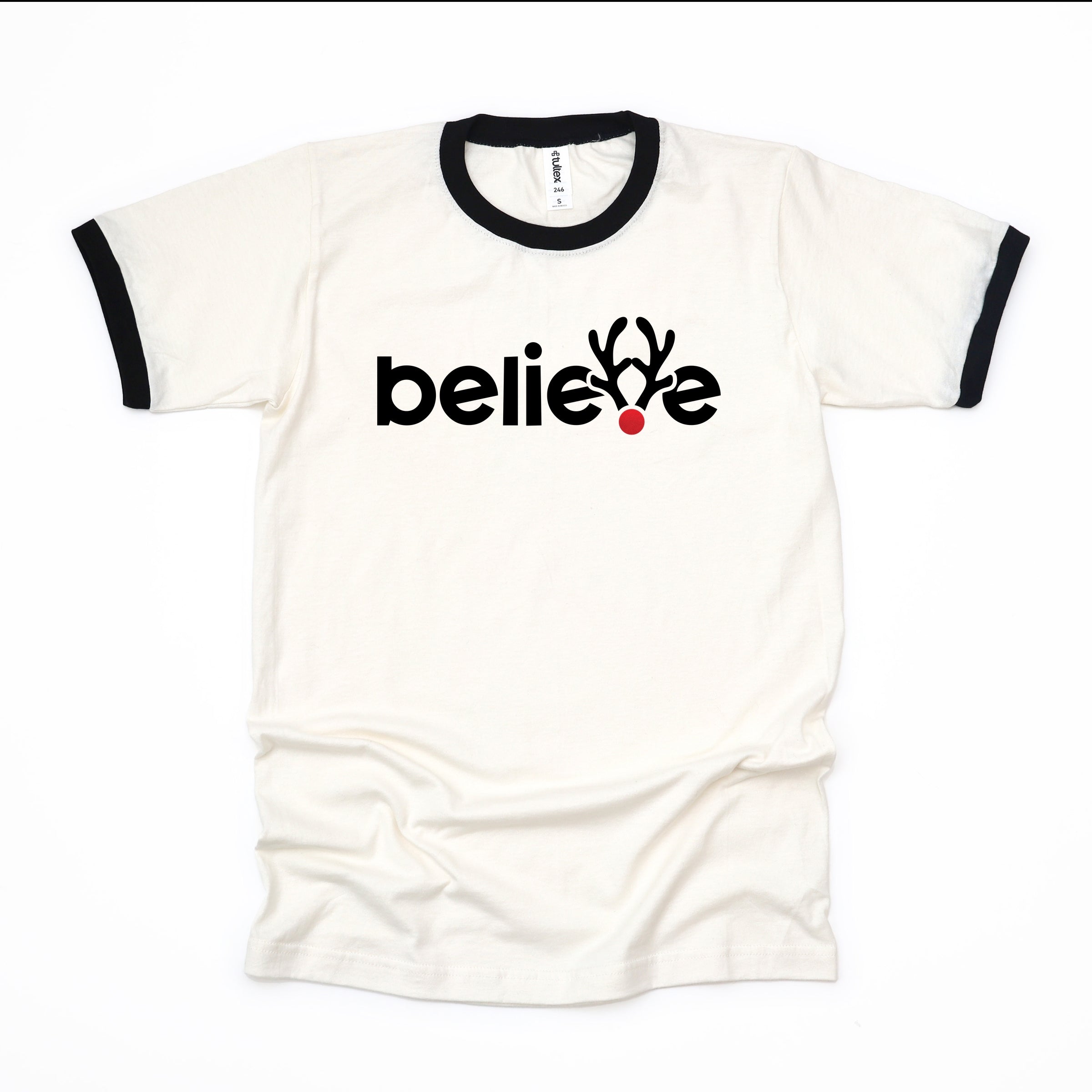 Believe Reindeer Antlers - Ringer Tee