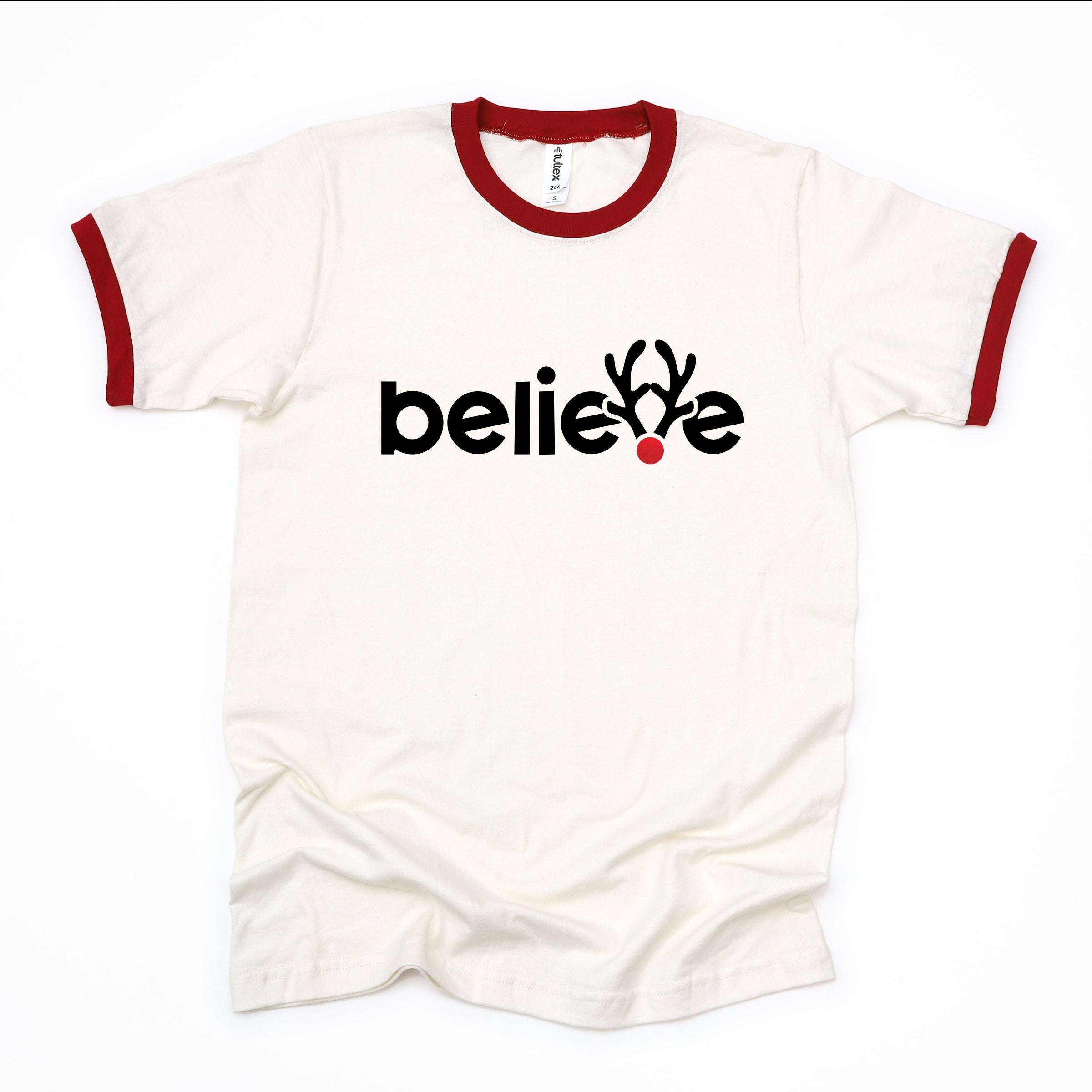 Believe Reindeer Antlers - Ringer Tee